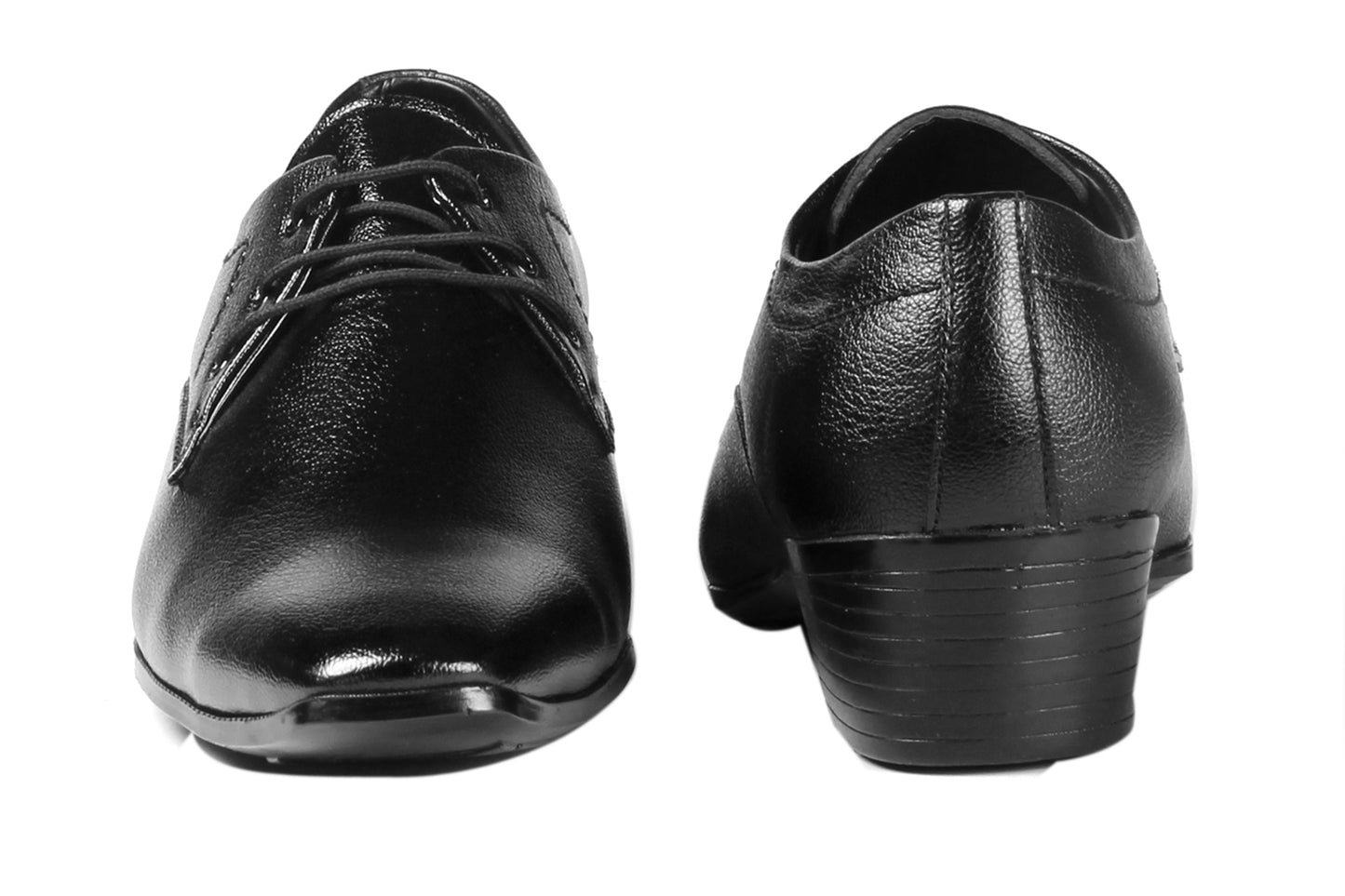 Men/s Height Increasing Derby Faux Upper Formal Wear Black Lace Up Shoes