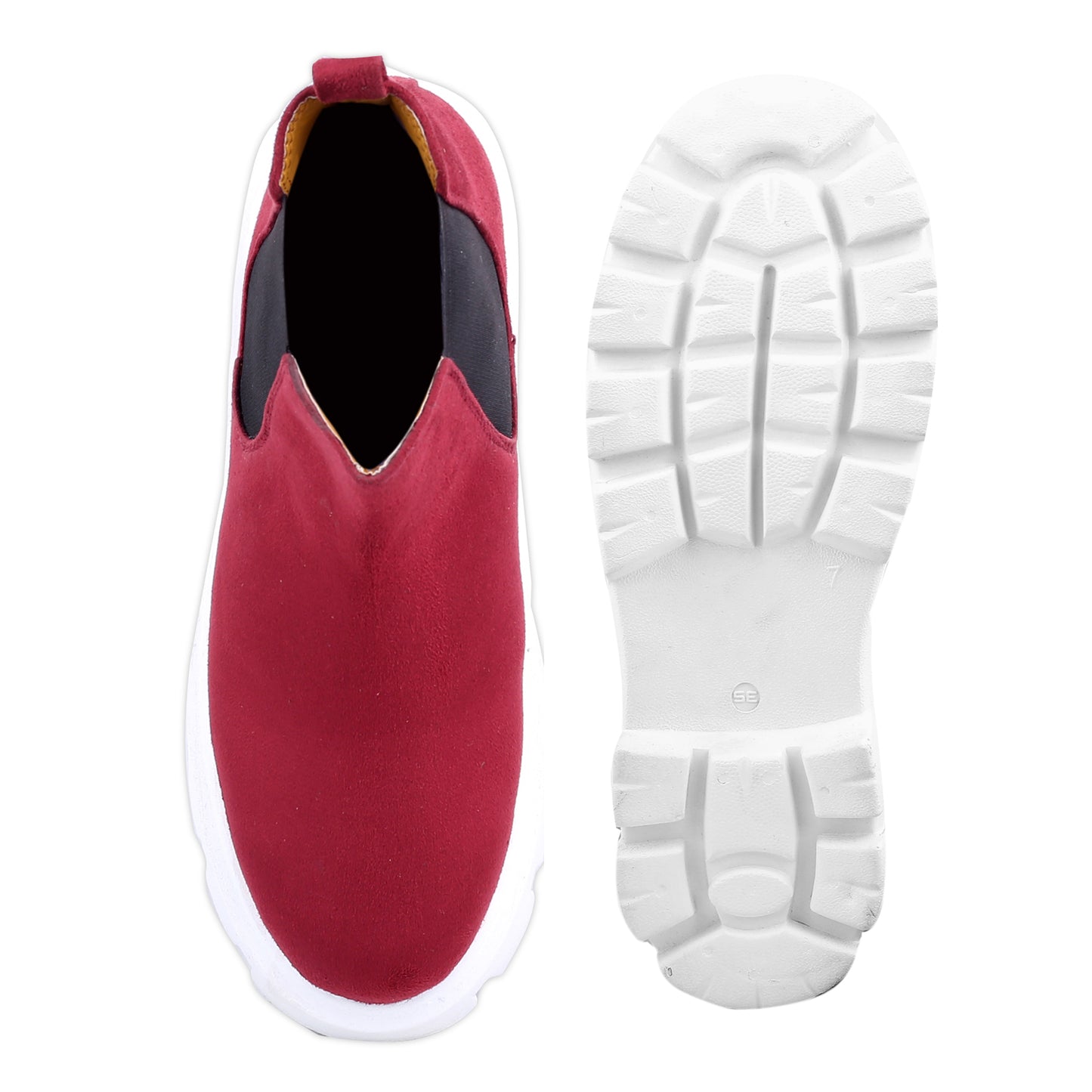 Bxxy Men's Suede Material Casual Chelsea Slip-On Boots