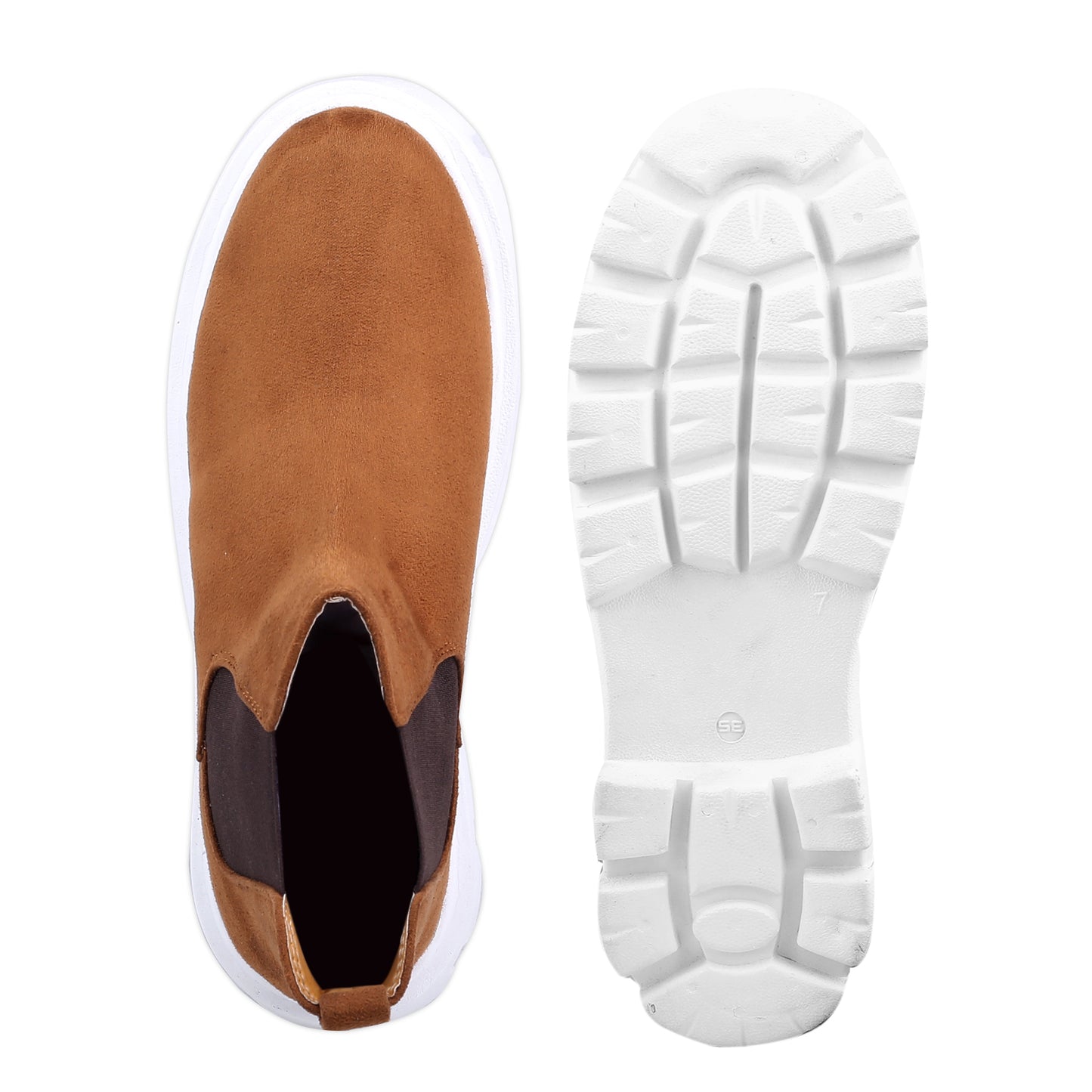 Bxxy Men's Suede Material Casual Chelsea Slip-On Boots