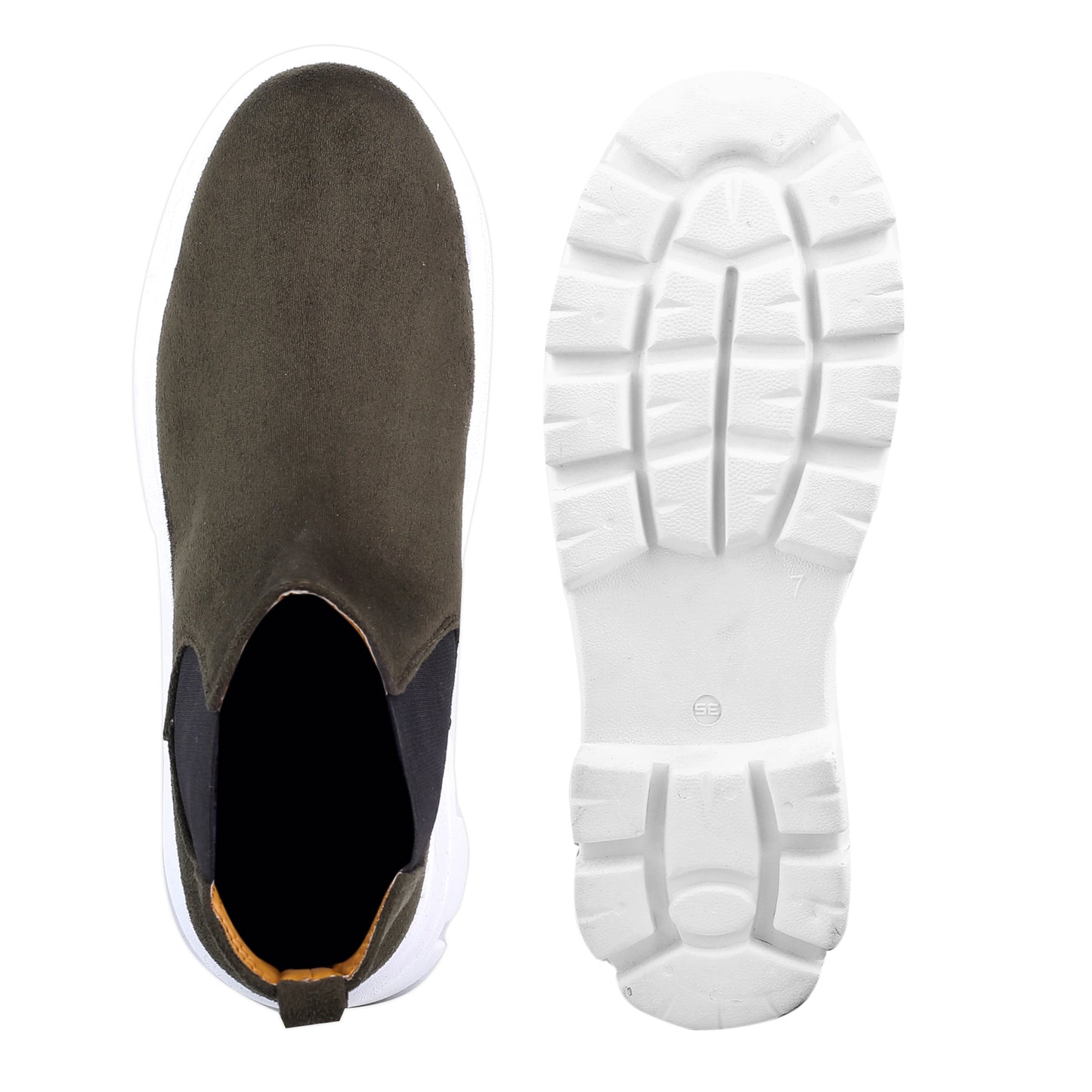 Bxxy Men's Suede Material Casual Chelsea Slip-On Boots