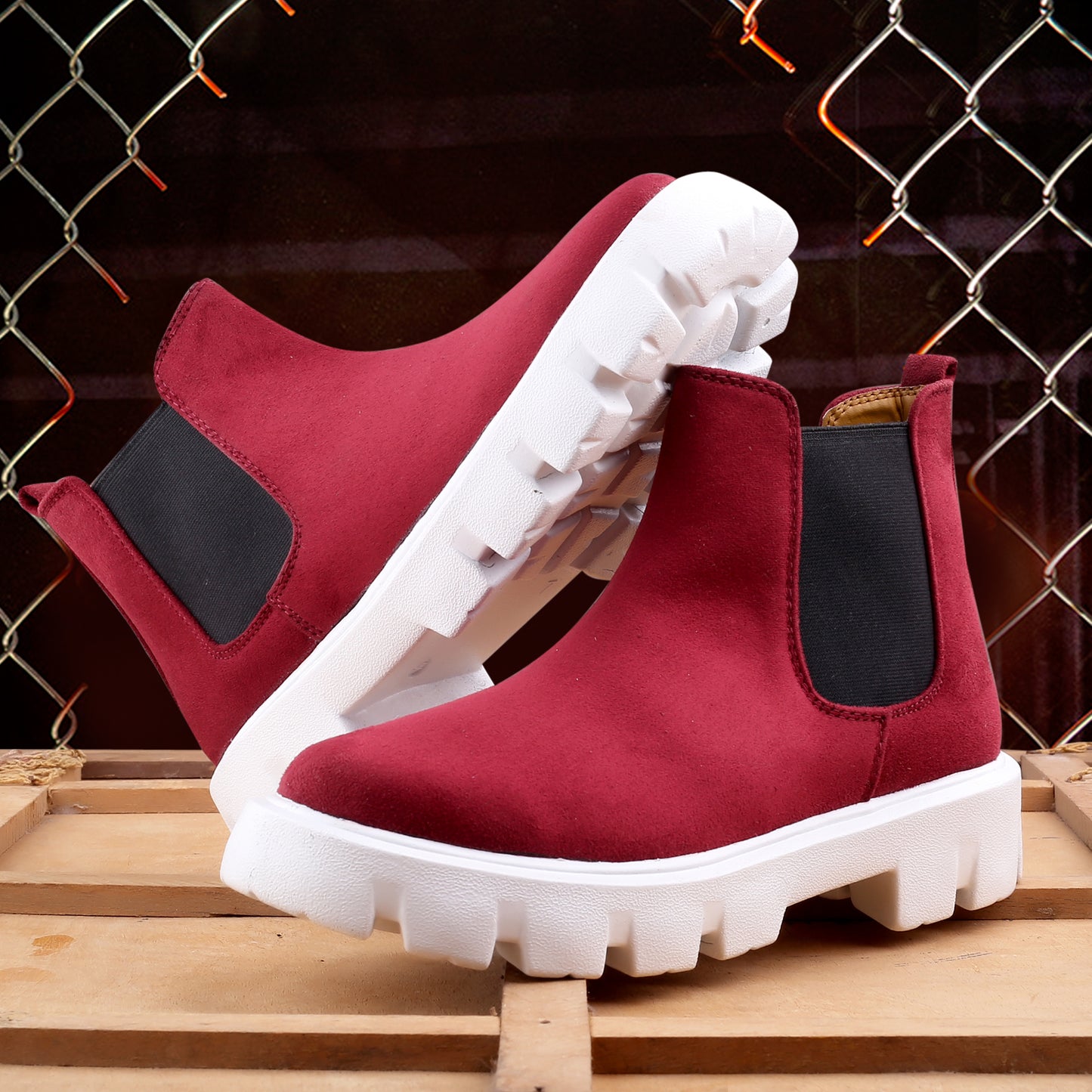Bxxy Men's Suede Material Casual Chelsea Slip-On Boots
