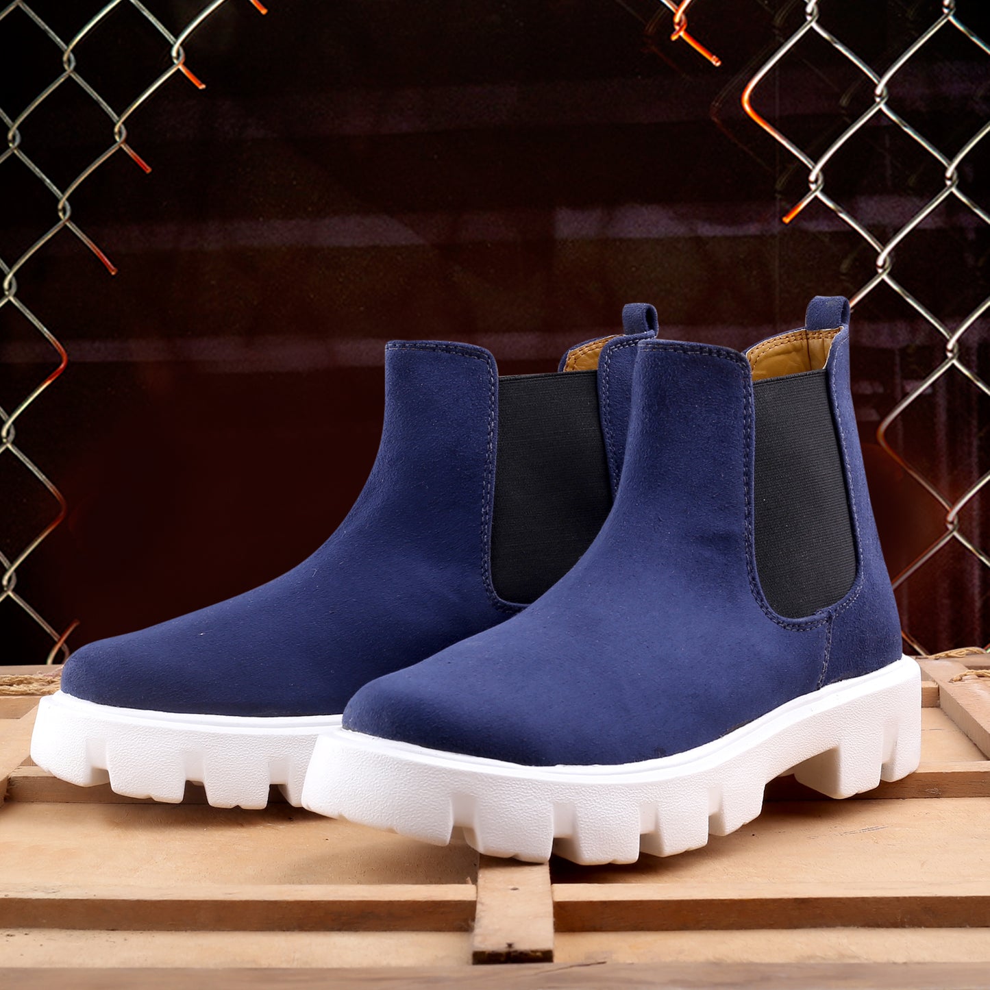 Bxxy Men's Suede Material Casual Chelsea Slip-On Boots