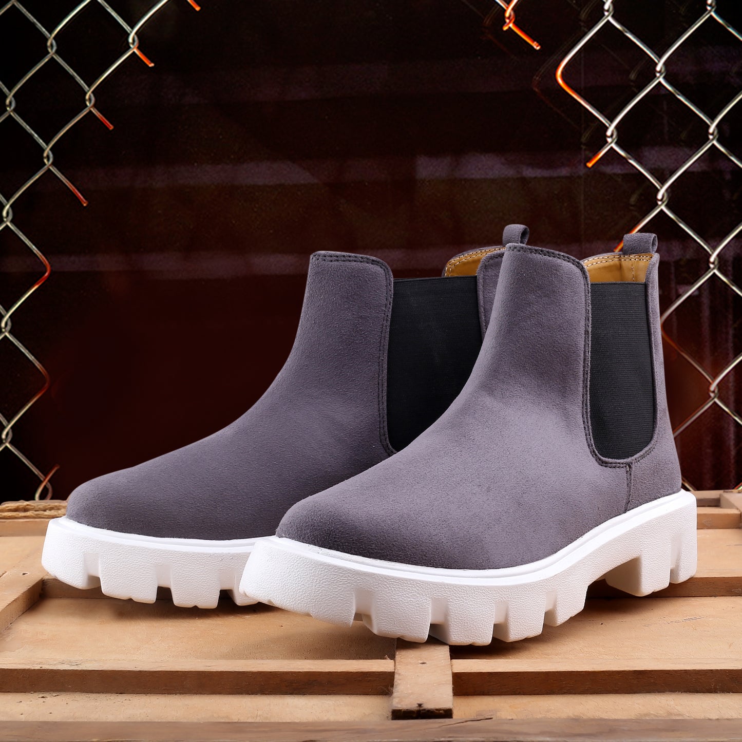Bxxy Men's Suede Material Casual Chelsea Slip-On Boots