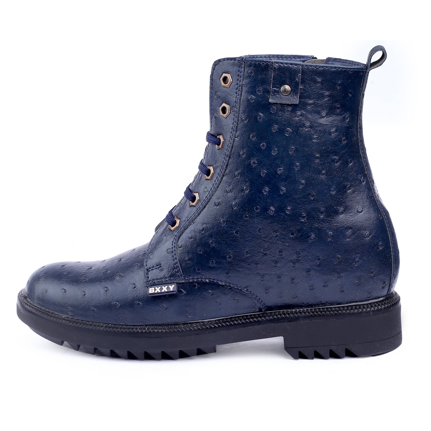 Bxxy's 4 inches Hidden Height Increasing Crocodile Textured Vegan Leather Lace-up Ankle Boots for Men