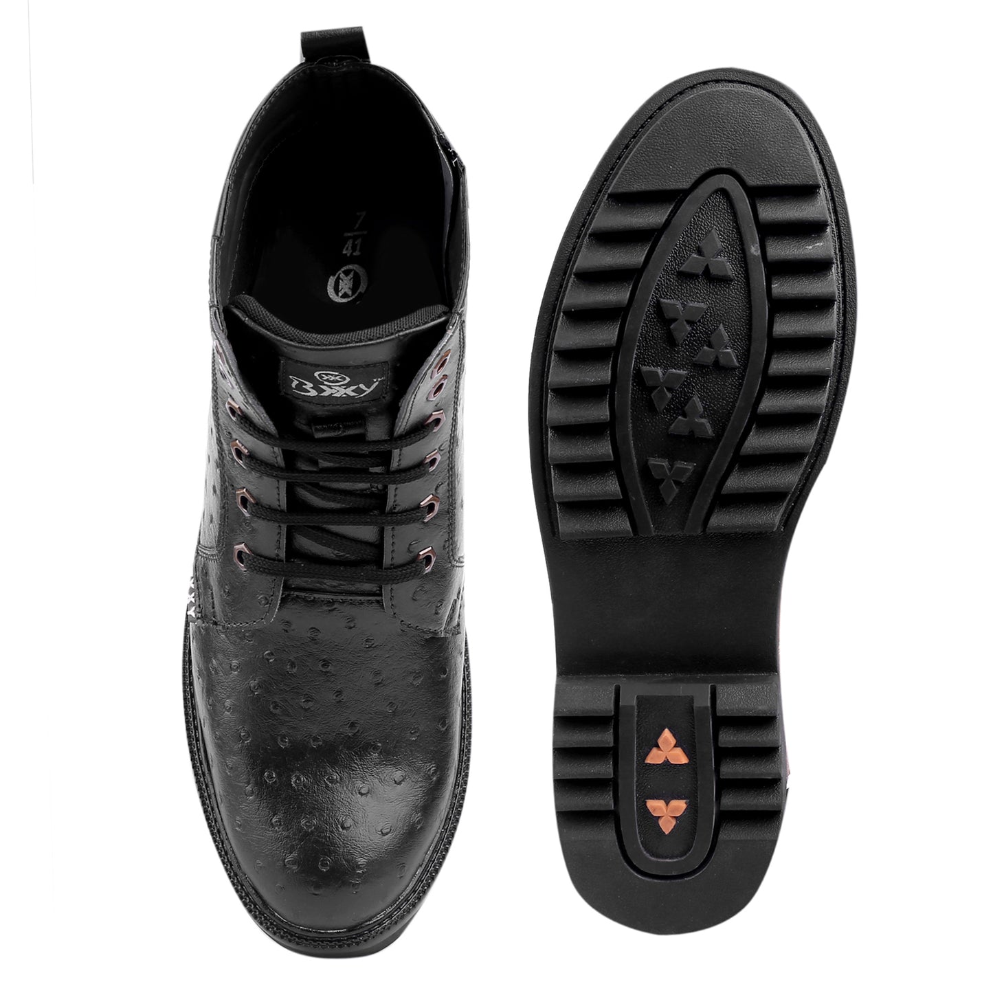 Bxxy's 4 inches Hidden Height Increasing Crocodile Textured Vegan Leather Lace-up Ankle Boots for Men
