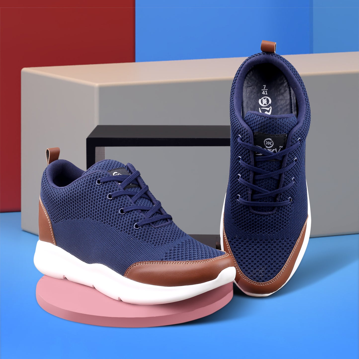 BXXY Men's 3 Inch Hidden Height Increasing Stylish Casual Sports Lace-Up Shoes with Eva Sole.
