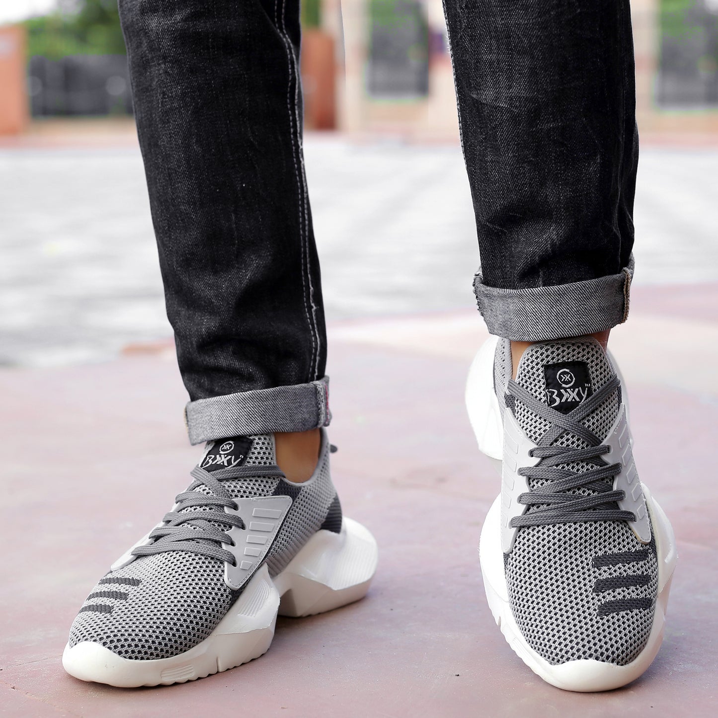 BXXY Mesh Material Casual Sports, Running Lace-Up Eva Shoes for Men