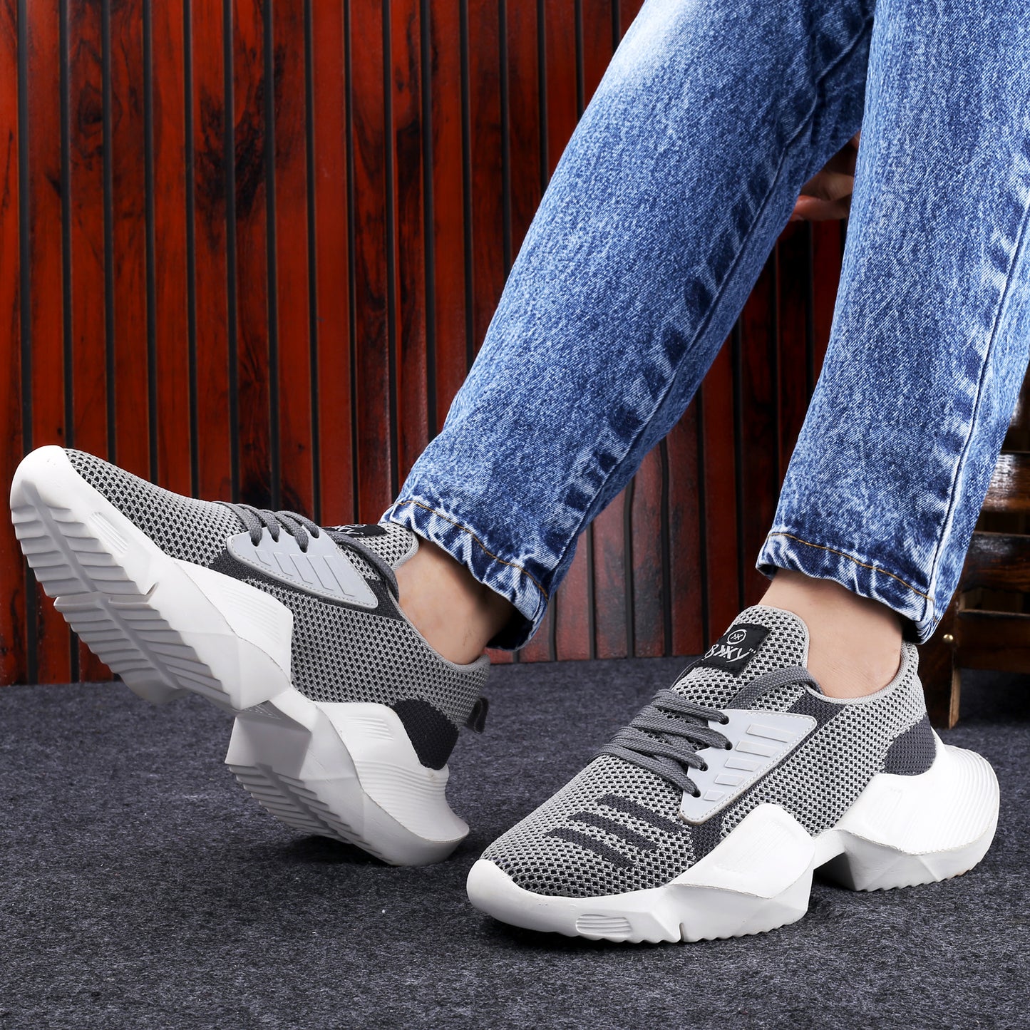 BXXY Mesh Material Casual Sports, Running Lace-Up Eva Shoes for Men