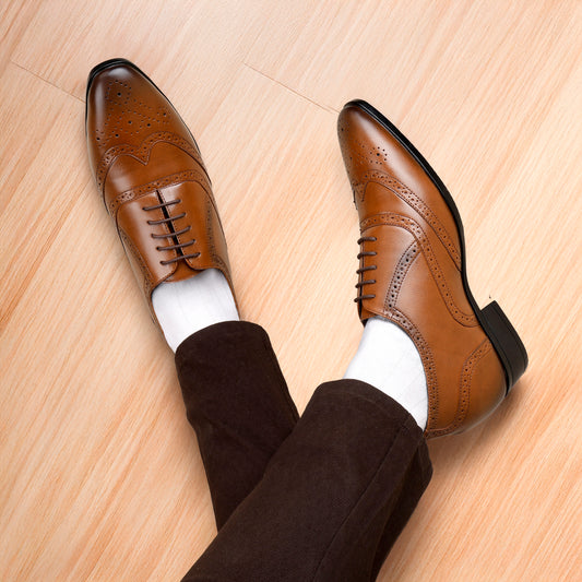 BXXY Elegant Brogue Dress Shoes for Men 3.5 Inch Height Boost