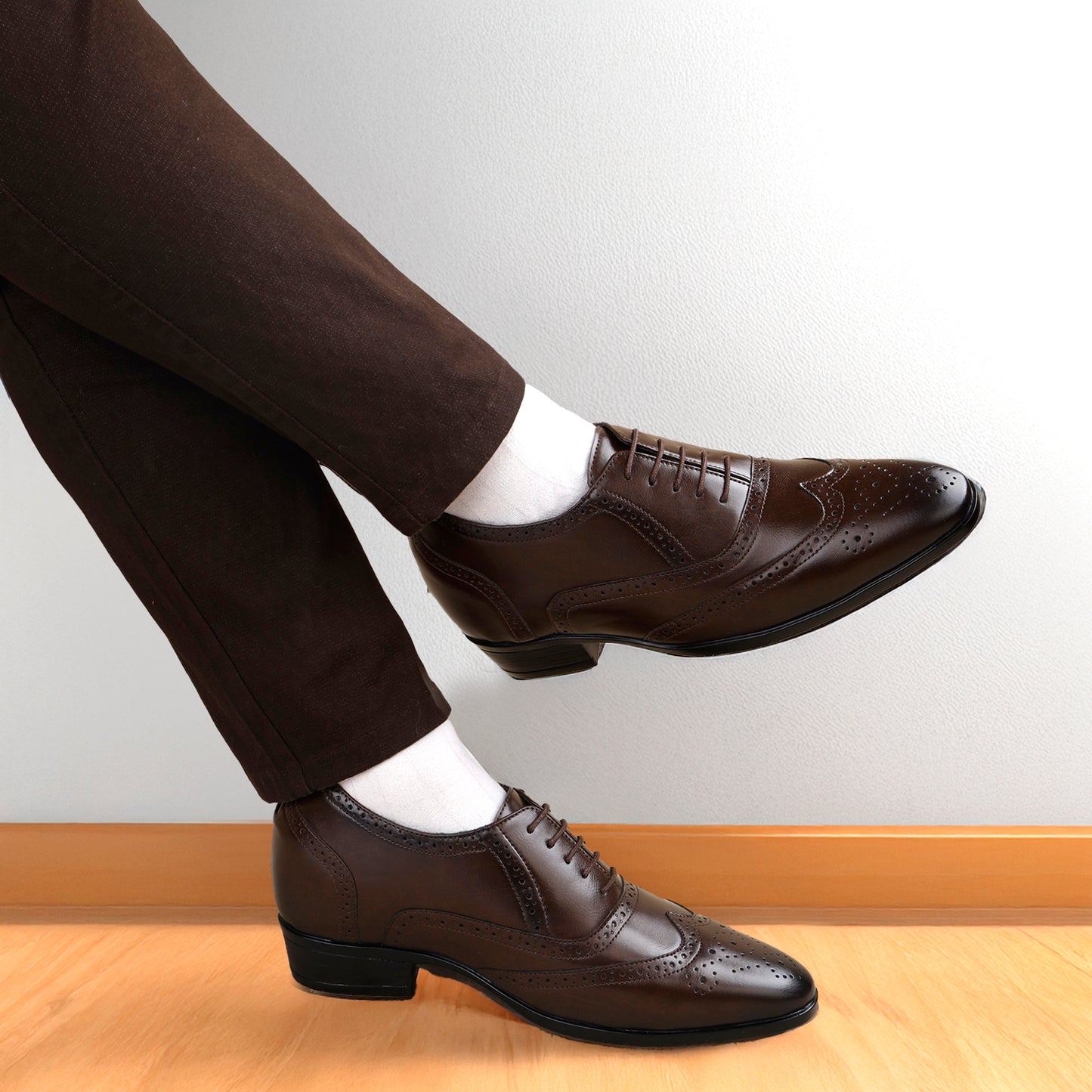 BXXY 3.5 Inches Height Increasing Formal Lace-up Brogue Shoes For Men