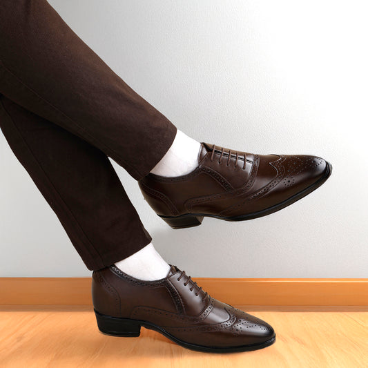 Men’s 3.5" Elevator Brogue Shoes – BXXY Formal Lace-Up Dress Shoes