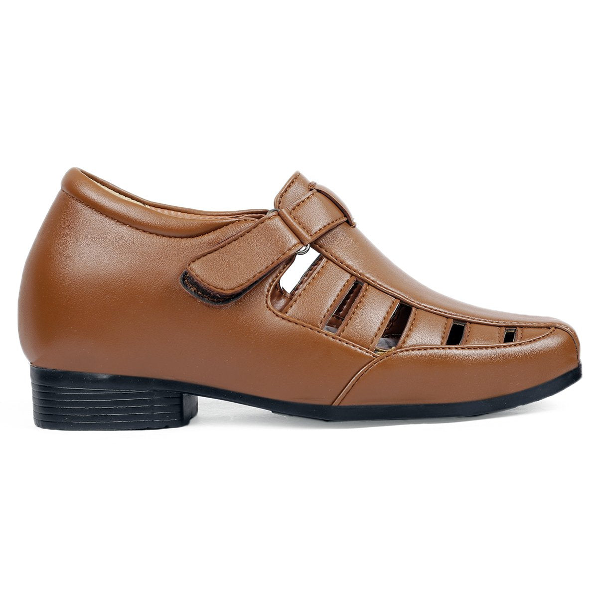 Bxxy's 3 Inch Hidden Height Increasing Elevator Faux Leather Sandals for Men