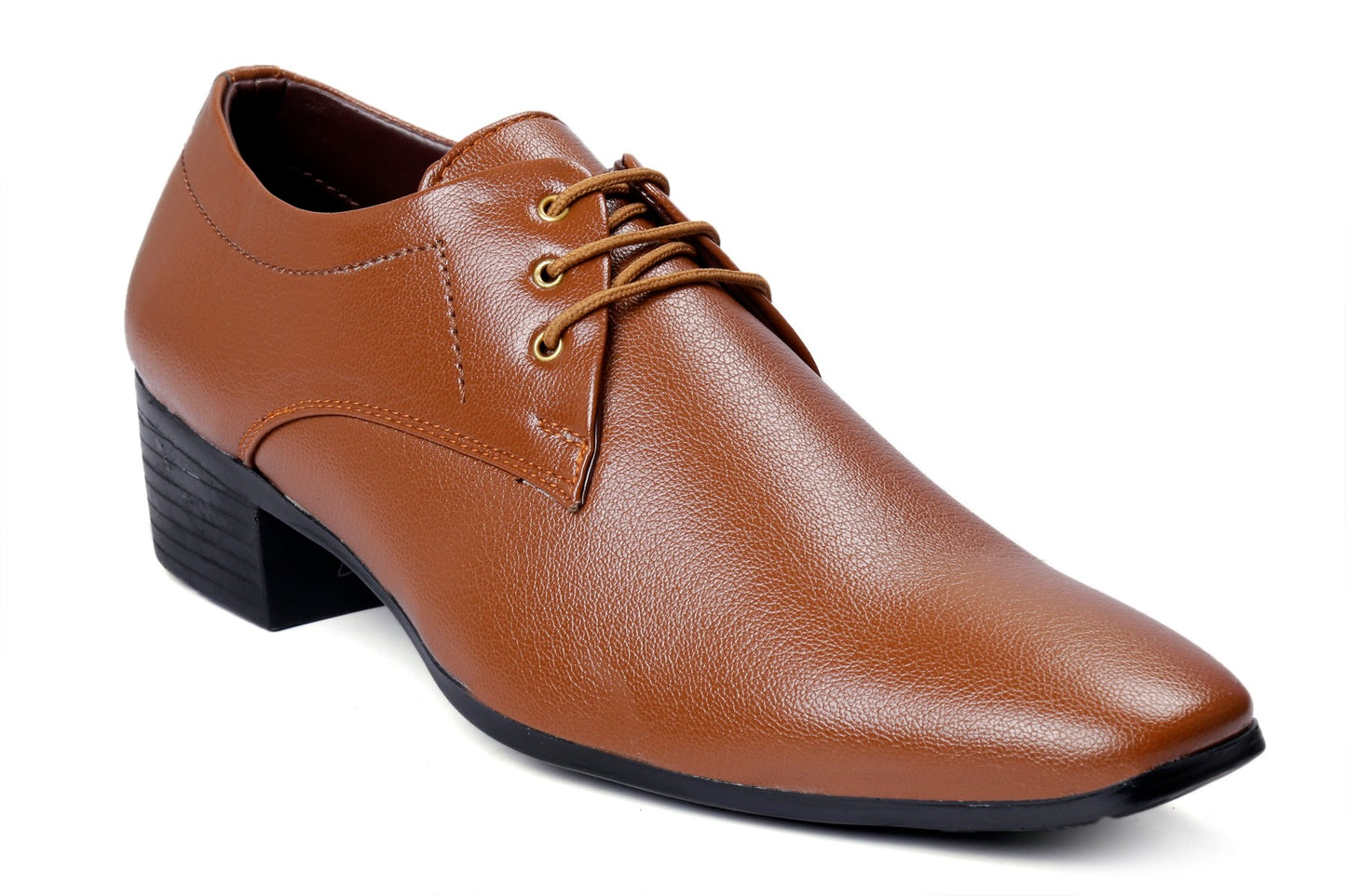 Men/s Height Increasing Derby Faux Upper Formal Wear Black Lace Up Shoes