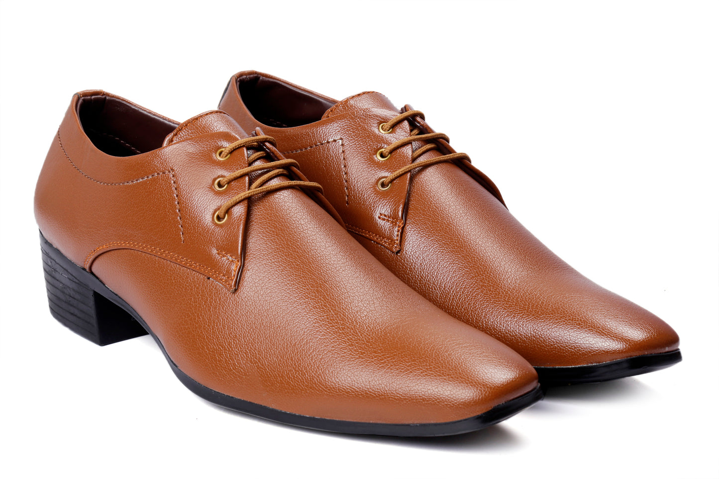 Men/s Height Increasing Derby Faux Upper Formal Wear Black Lace Up Shoes