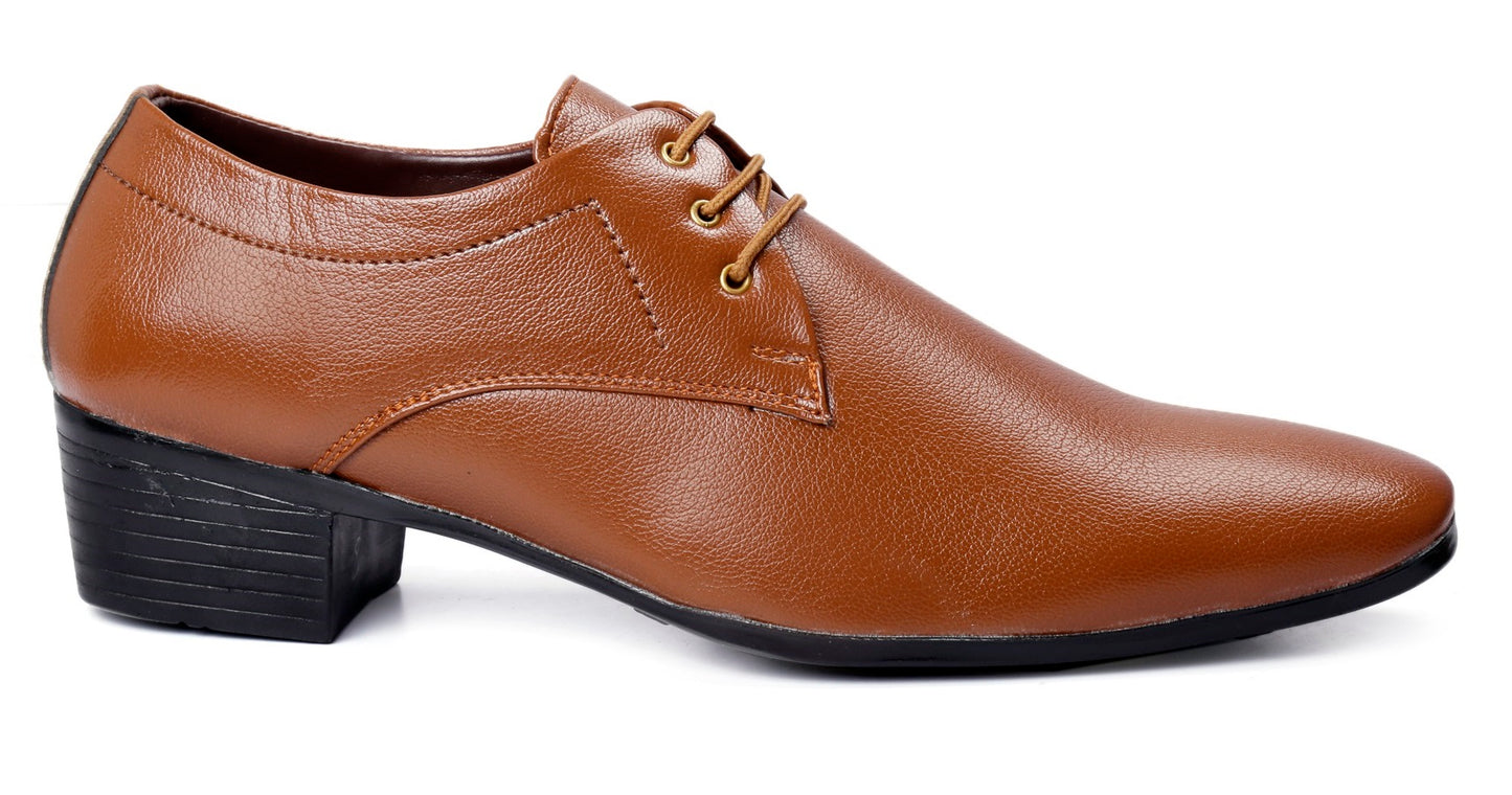 Men/s Height Increasing Derby Faux Upper Formal Wear Black Lace Up Shoes