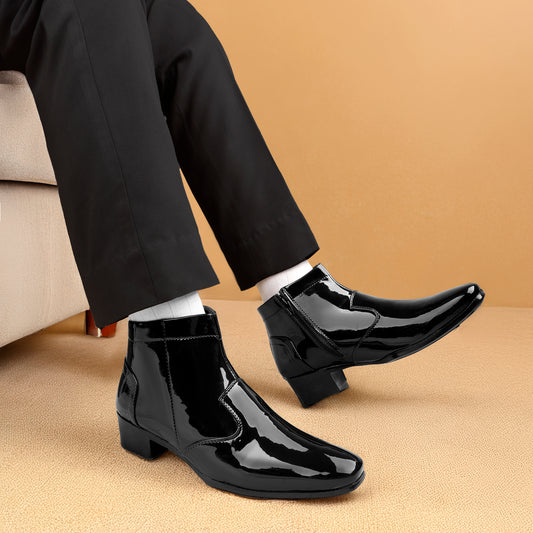 Men's Formal Elevator Boots – Add 5 to 6 cm (2") Height – High Heel Patent Leather Shoes