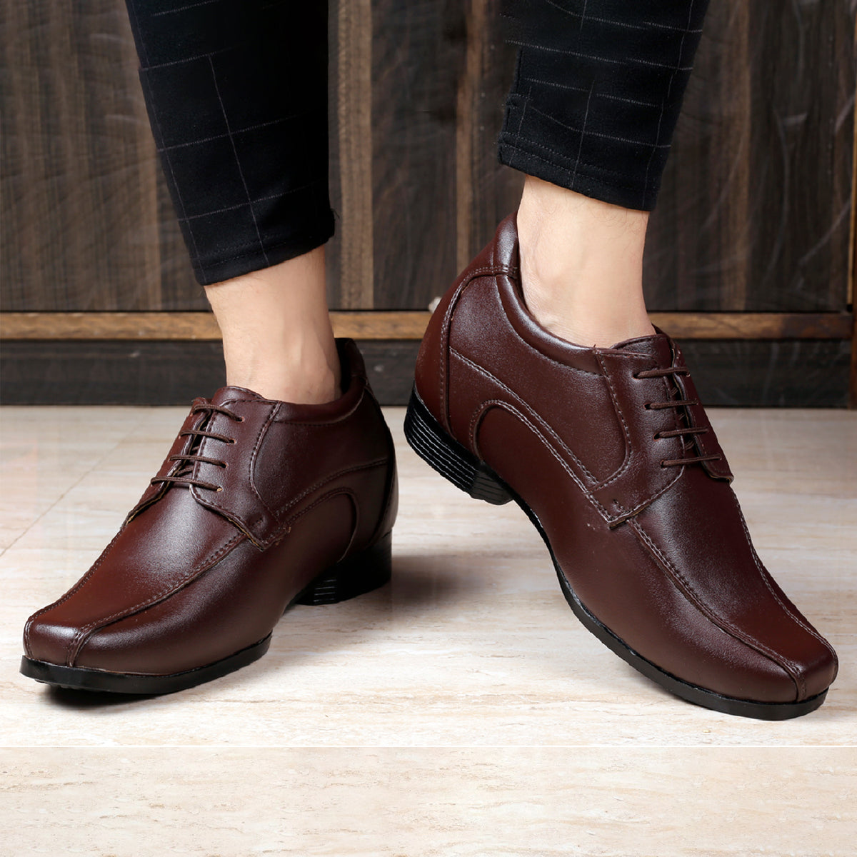 Mens 3 Inches Hidden Height Elevator Partywear Lace up Formal Shoes