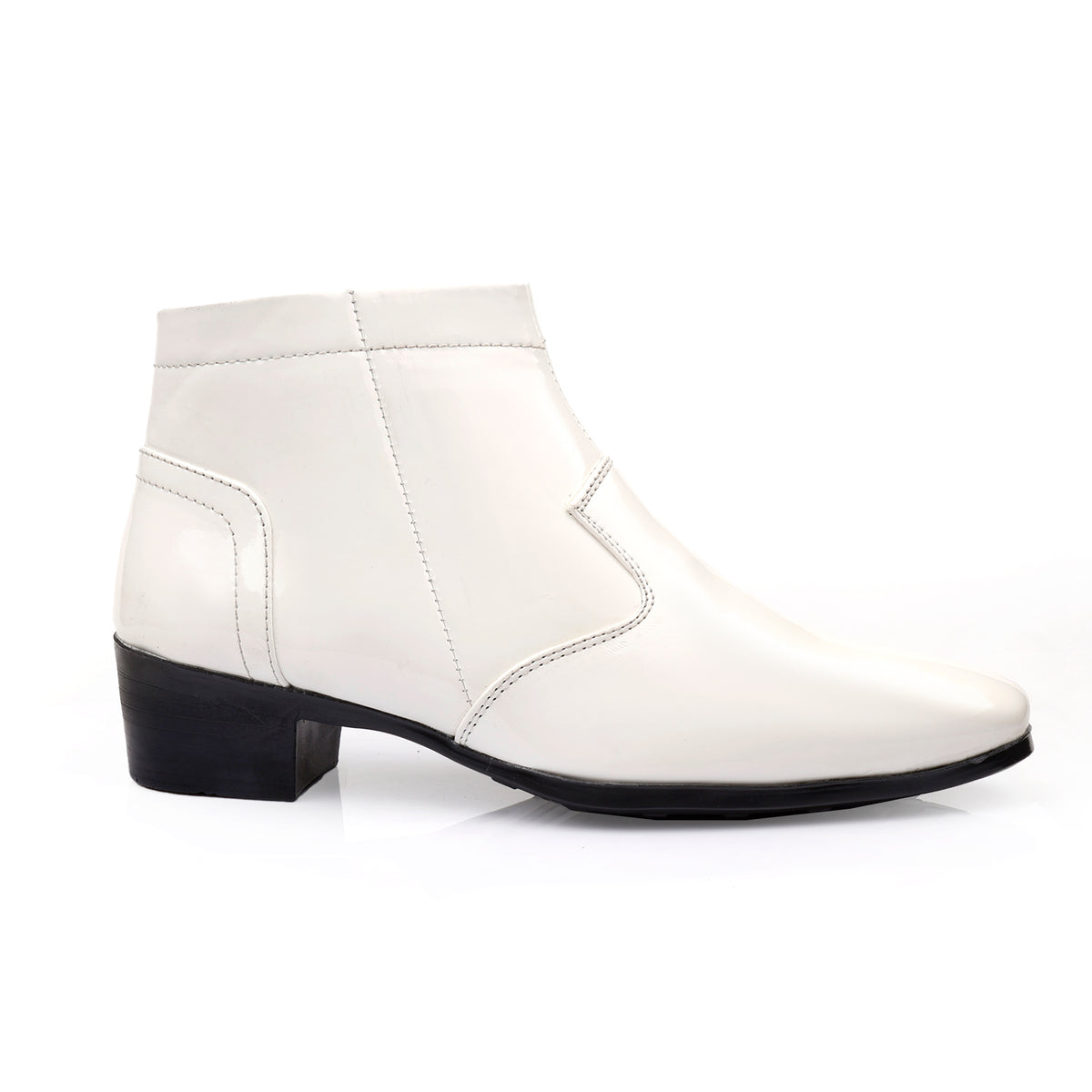 Men's Formal Elevator Boots Add 5 to 6 cm Height High Heel Patent Leather Shoes