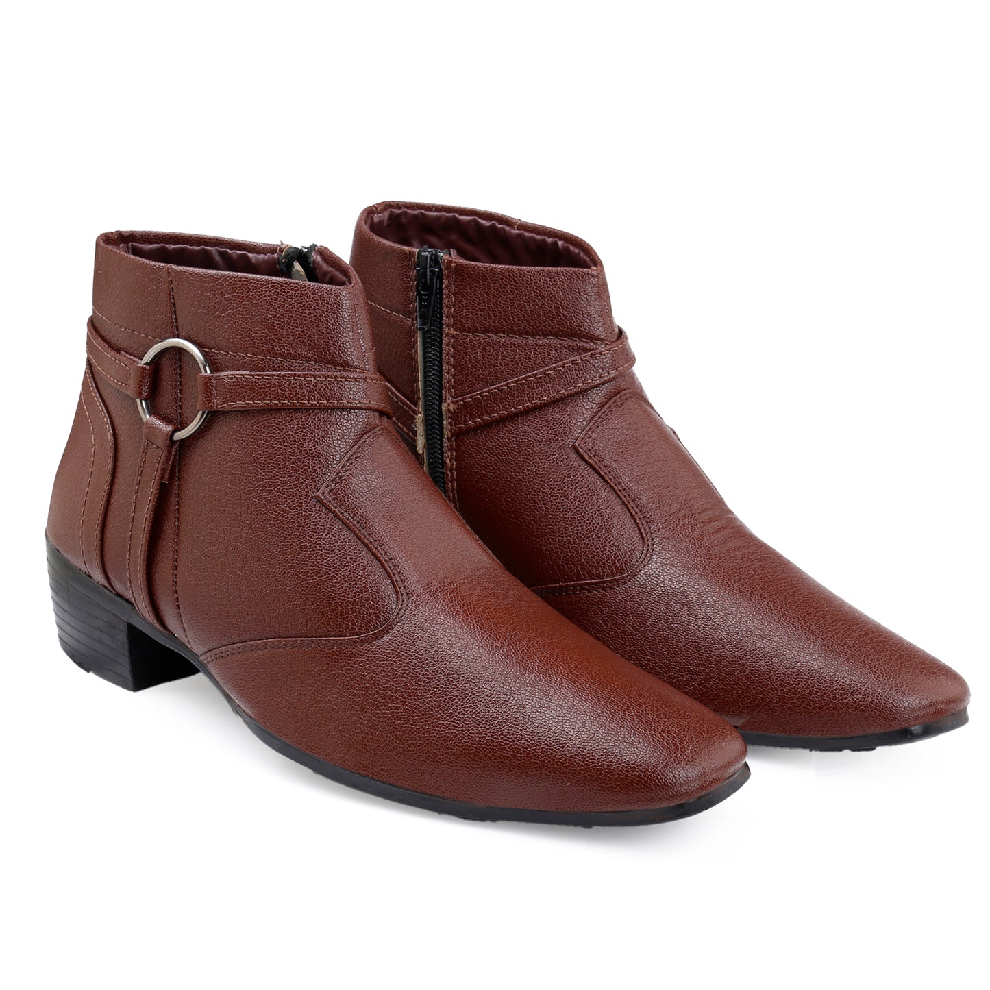 BXXY 2 Inch Height Increasing Office Wear Zipper and Buckle Boots