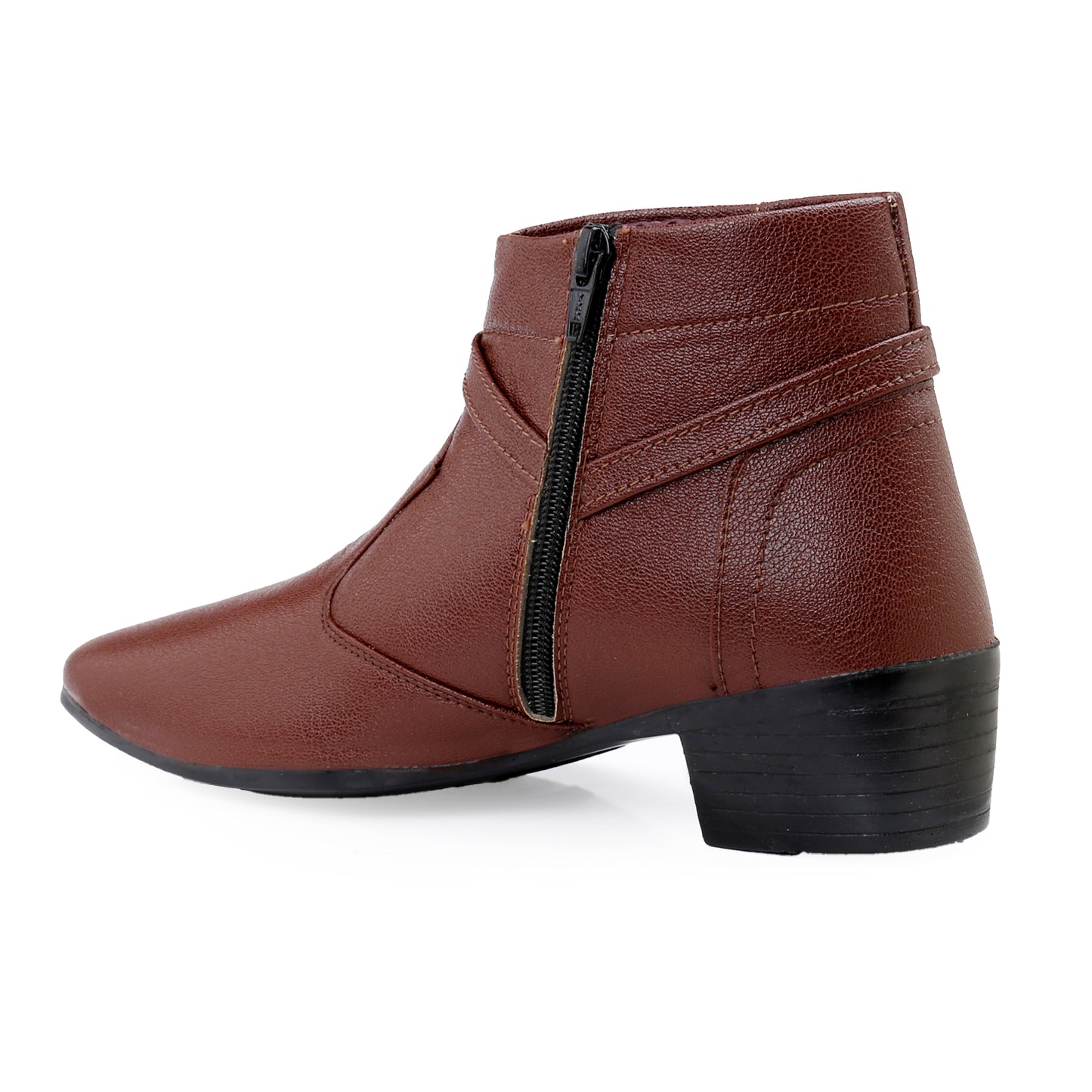 BXXY 2 Inch Height Increasing Office Wear Zipper and Buckle Boots