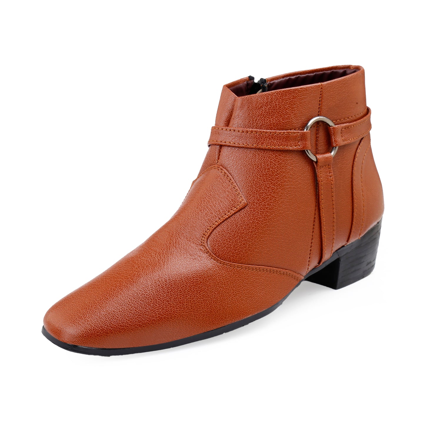 BXXY 2 Inch Height Increasing Office Wear Zipper and Buckle Boots