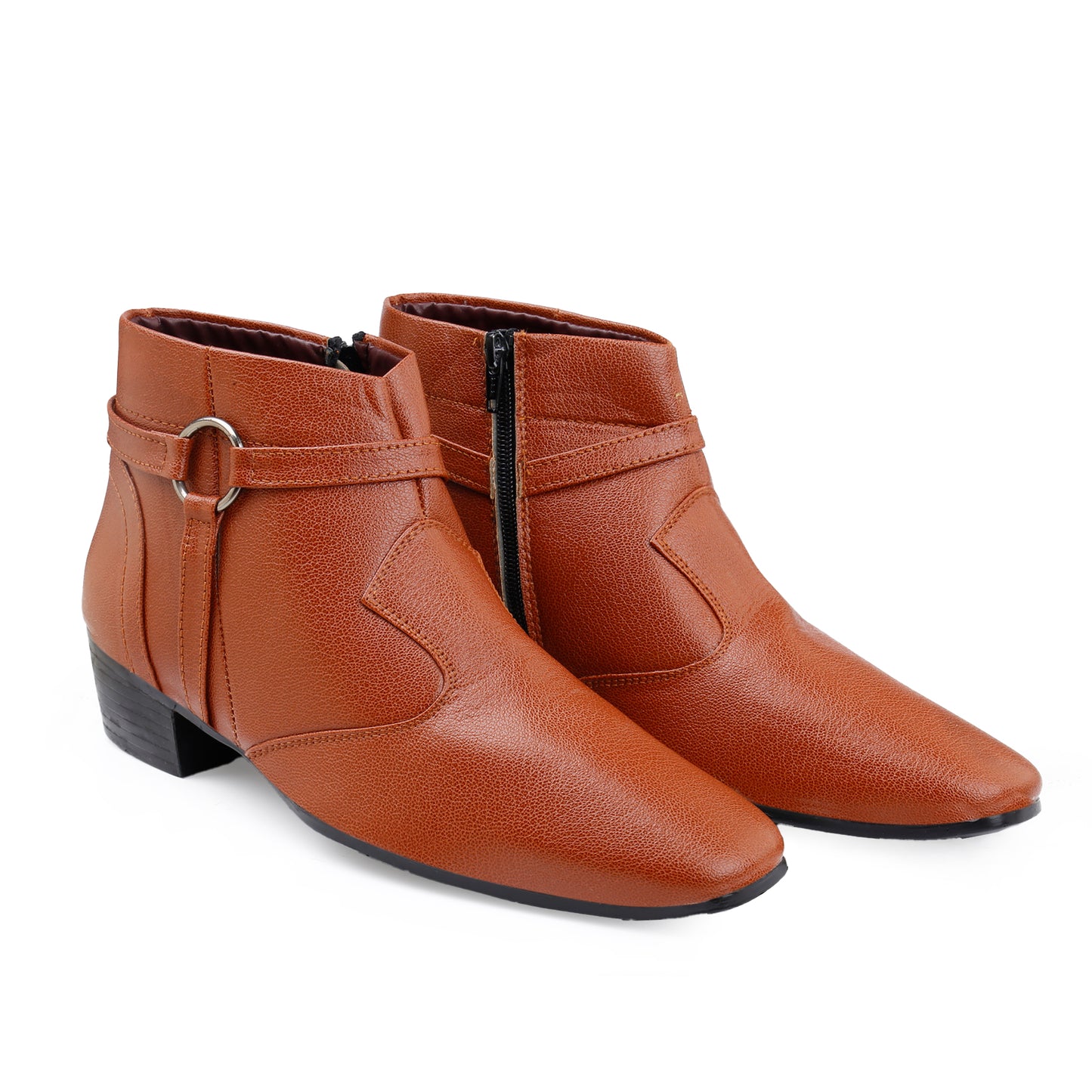 BXXY 2 Inch Height Increasing Office Wear Zipper and Buckle Boots