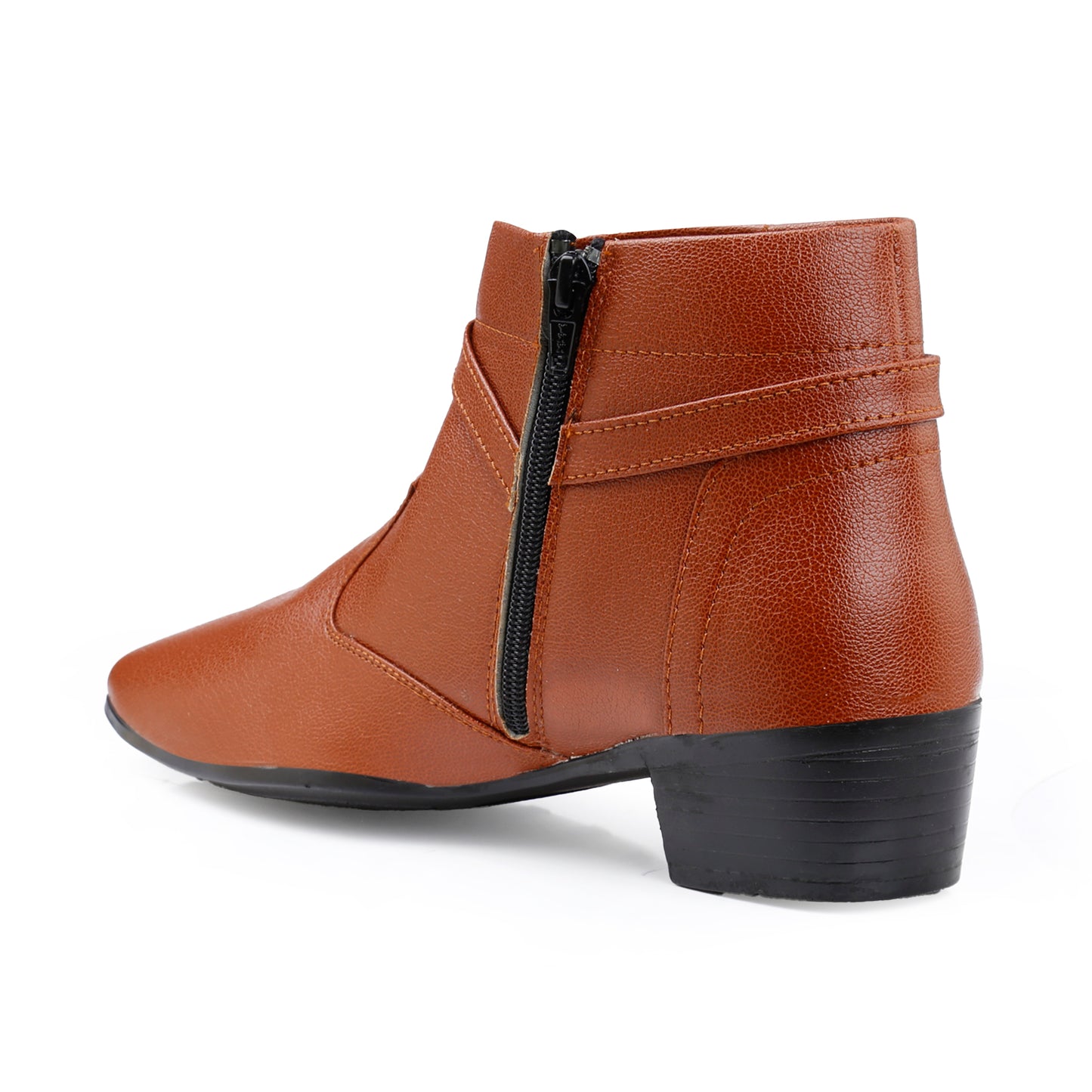 BXXY 2 Inch Height Increasing Office Wear Zipper and Buckle Boots