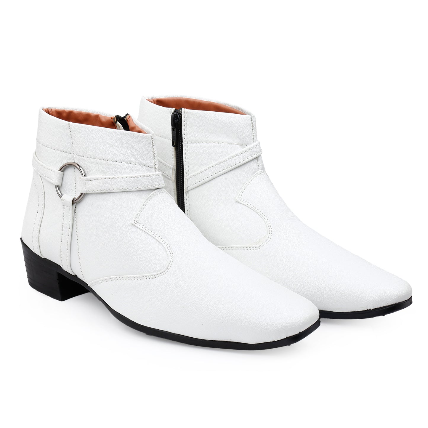 BXXY 2 Inch Height Increasing Office Wear Zipper and Buckle Boots