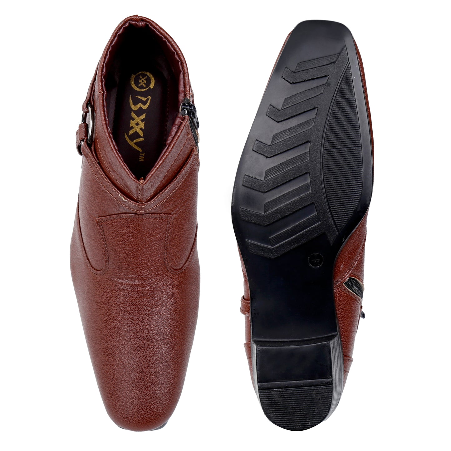BXXY 2 Inch Height Increasing Office Wear Zipper and Buckle Boots