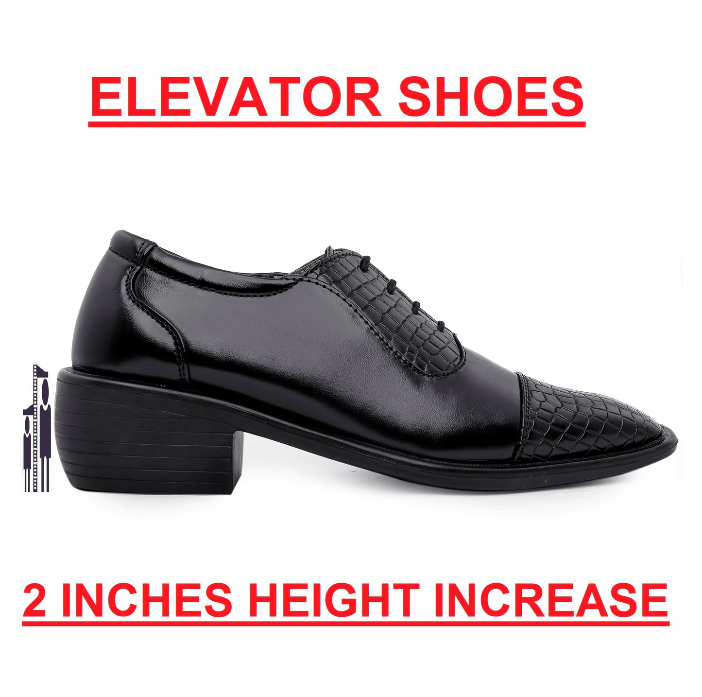 BXXY Men's Height Increasing Fashionable Formal and Casual Wear Lace-Up Shoe