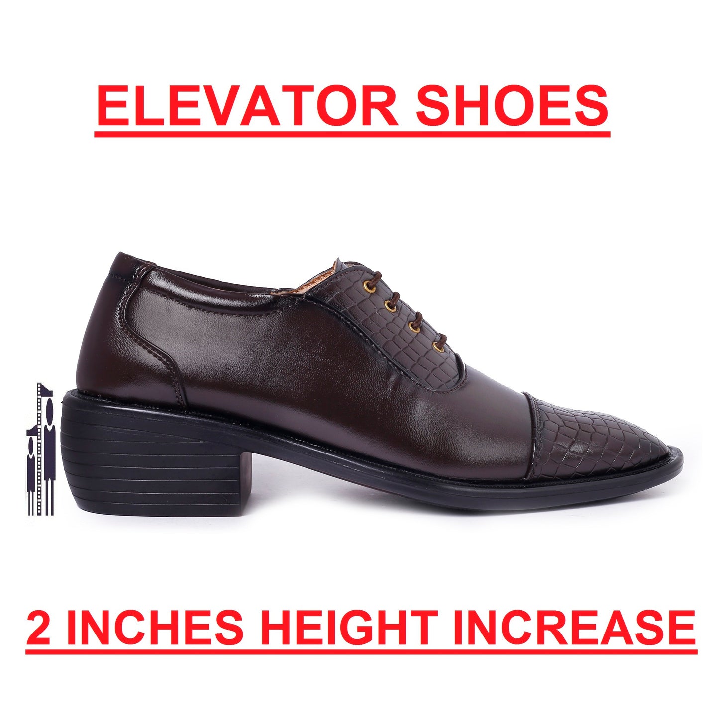 BXXY Men's Height Increasing Fashionable Formal and Casual Wear Lace-Up Shoe