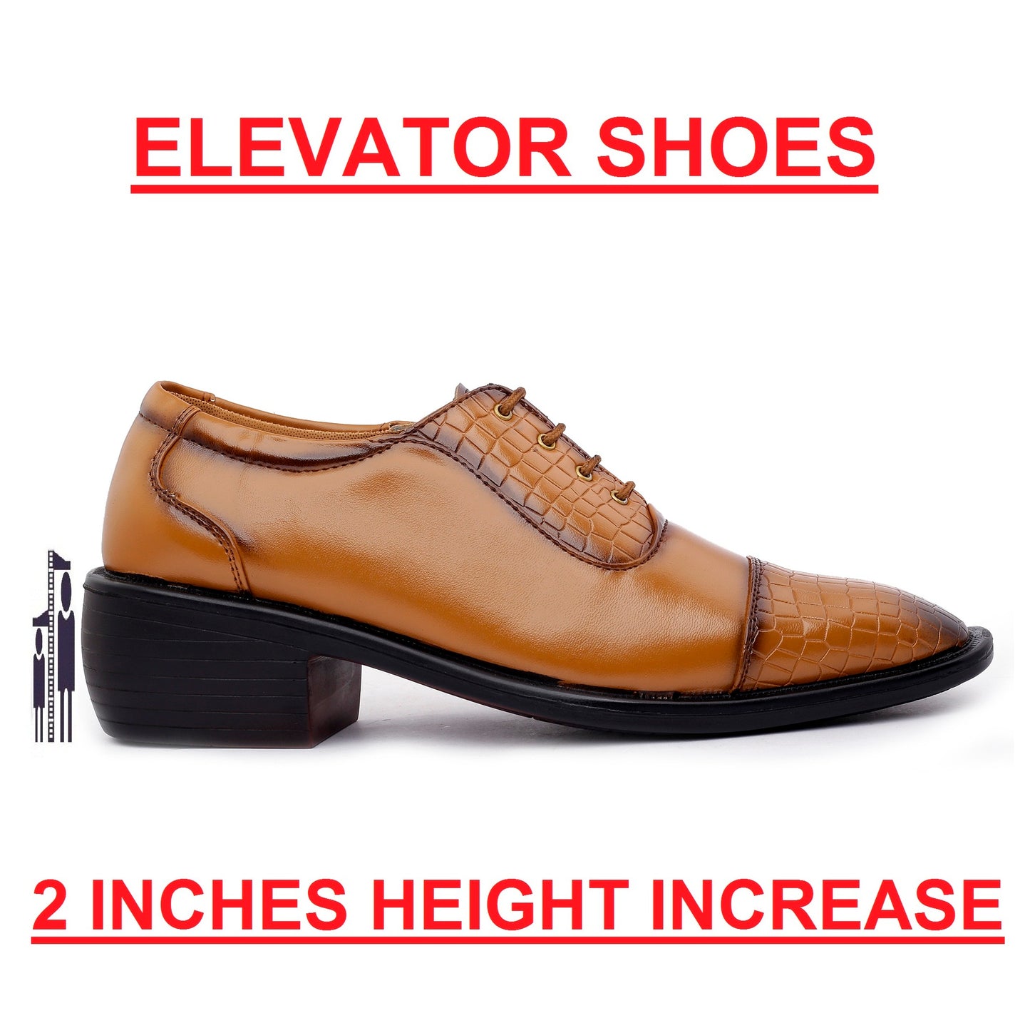 BXXY Men's Height Increasing Fashionable Formal and Casual Wear Lace-Up Shoe