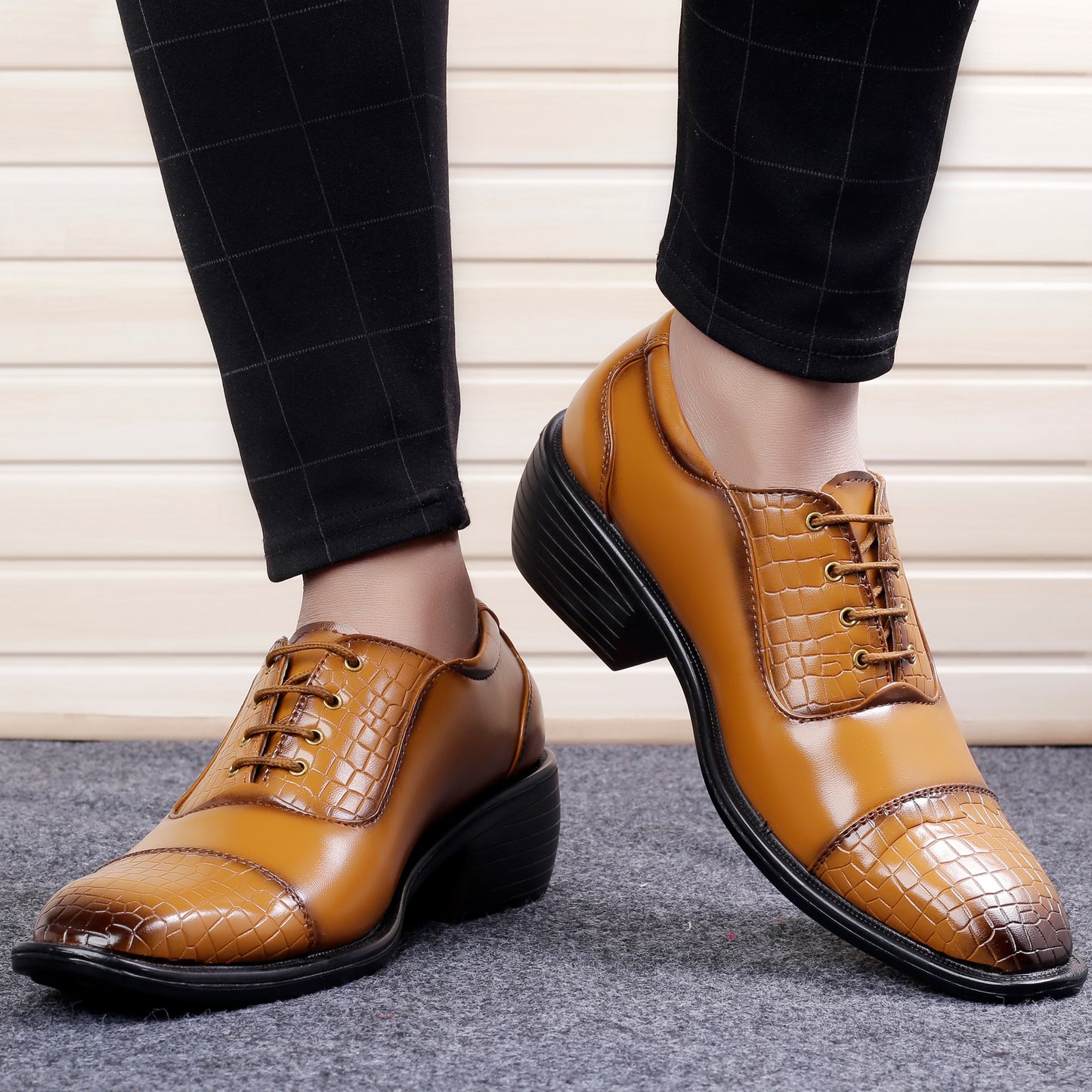 BXXY Men's Height Increasing Fashionable Formal and Casual Wear Lace-Up Shoe