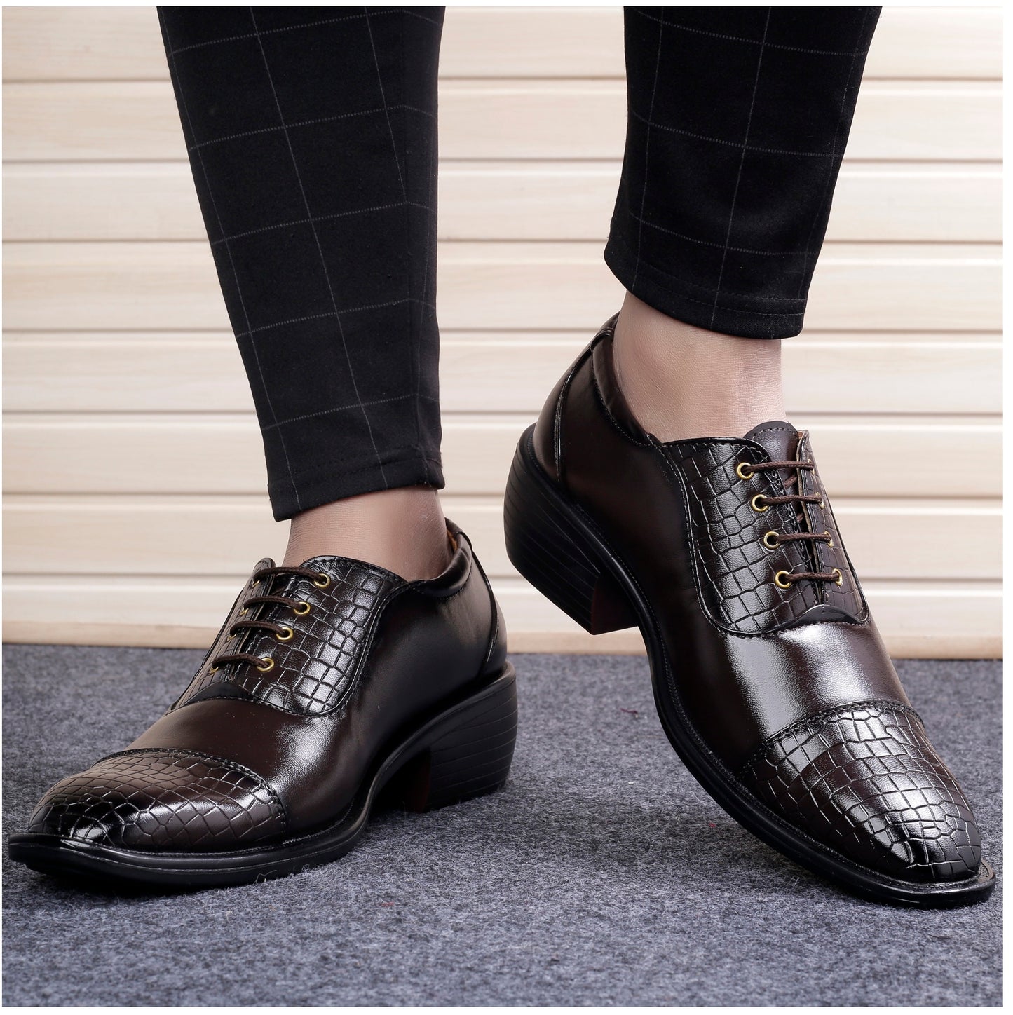 BXXY Men's Height Increasing Fashionable Formal and Casual Wear Lace-Up Shoe