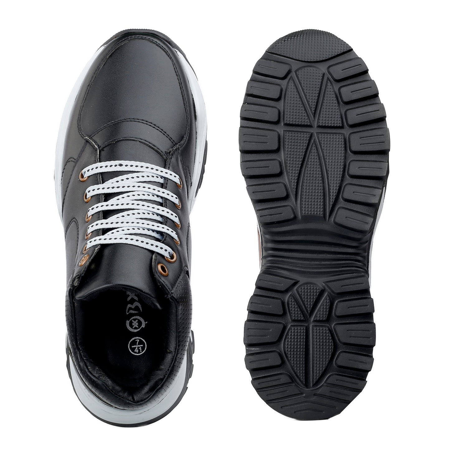 Stylish Lace-Up Shoes Black - 3-Inch (7.62CM)