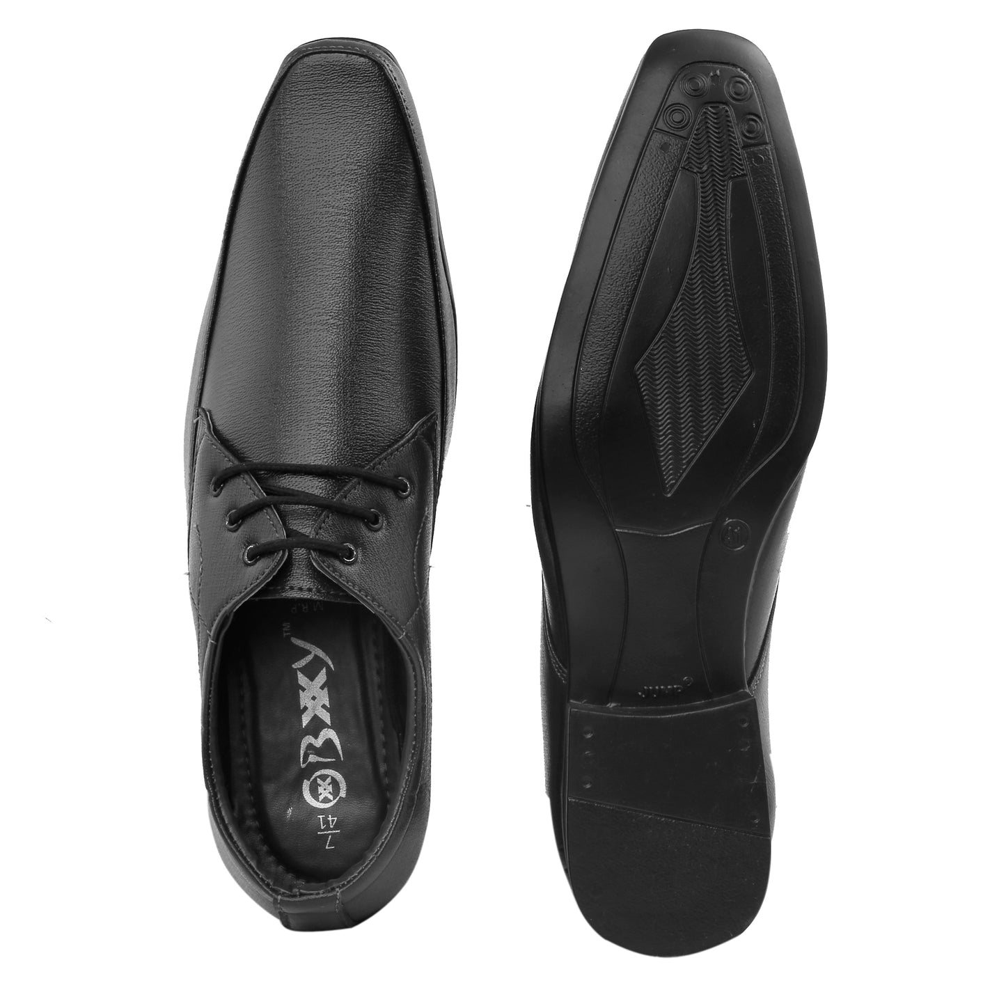 Men/s Derby Faux Upper Office And Formal Wear Lace Up Black Shoes