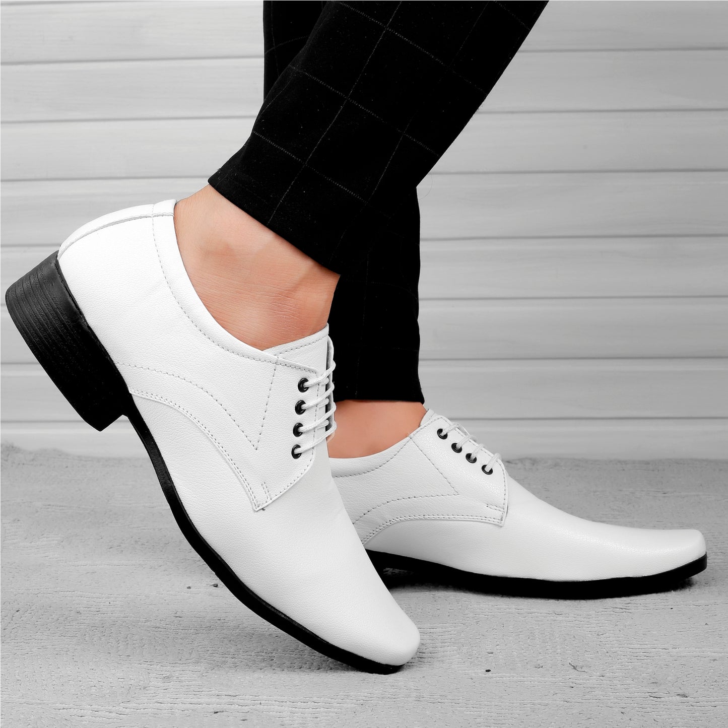 Men/s Formal Derby Faux Upper Office Wear Lace Up Black Shoes