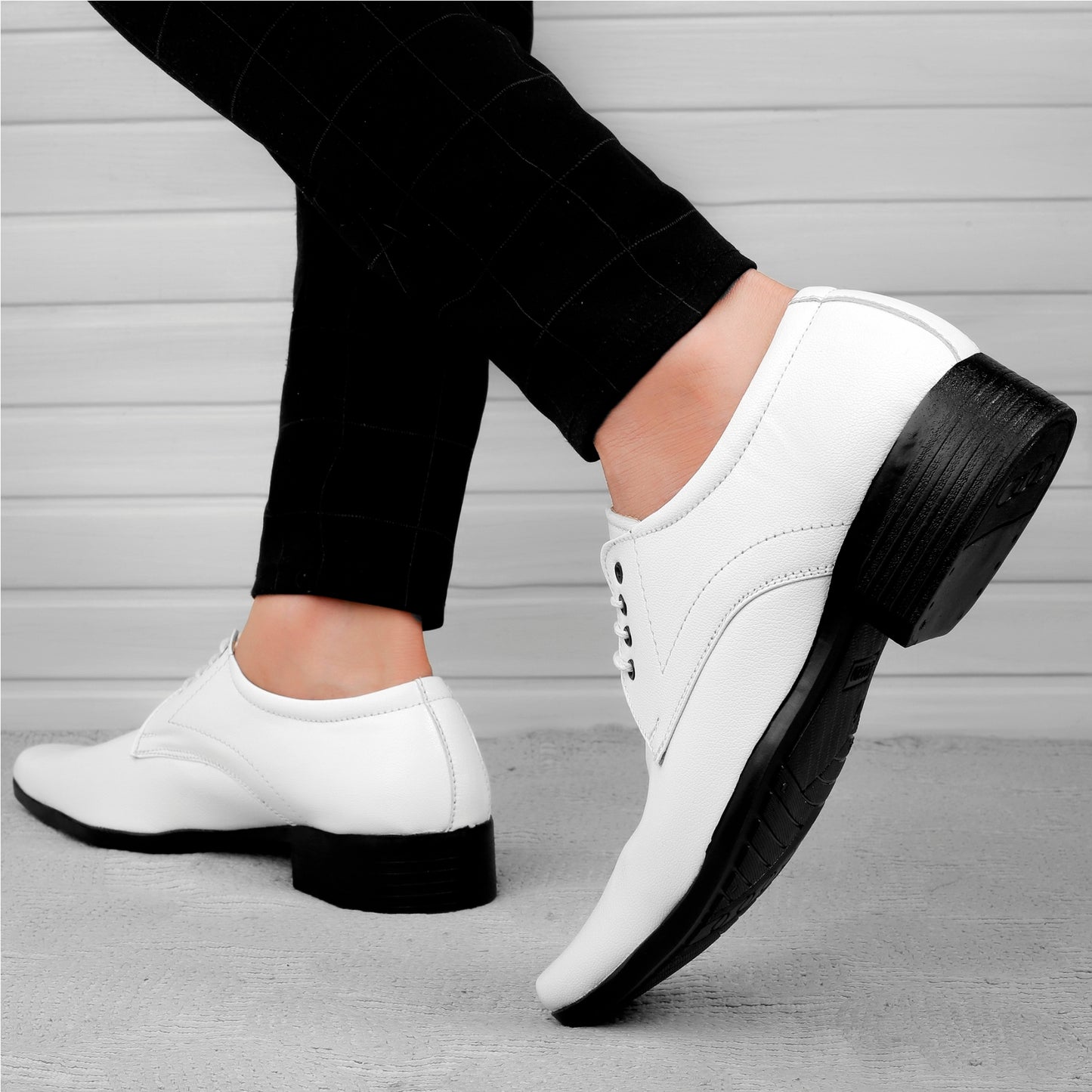 Men/s Formal Derby Faux Upper Office Wear Lace Up Black Shoes