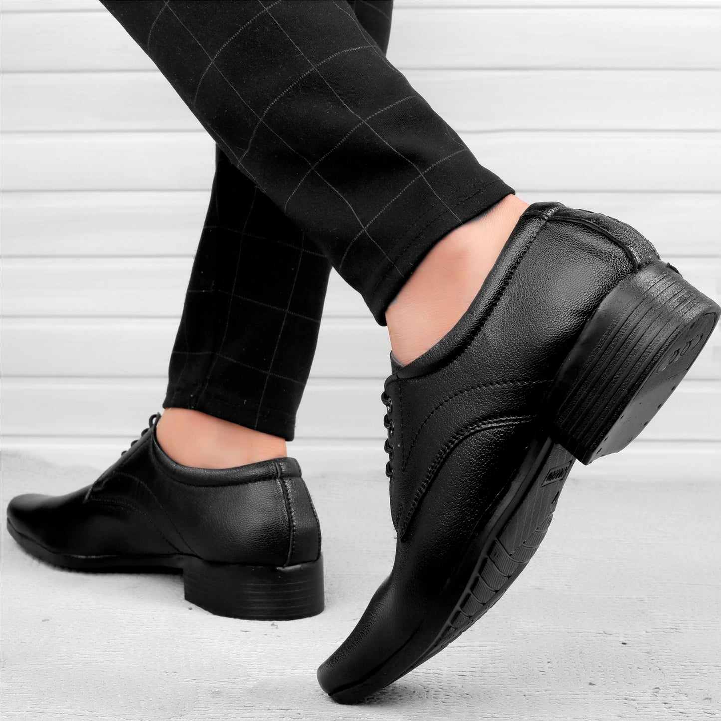 Men/s Formal Derby Faux Upper Office Wear Lace Up Black Shoes