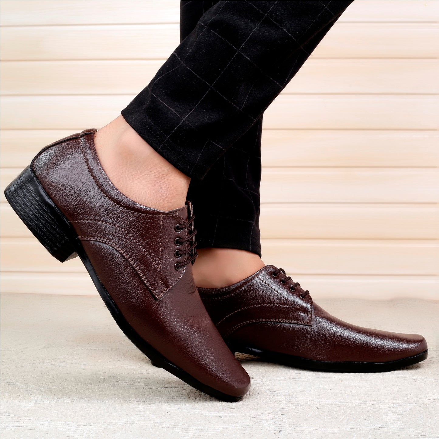 Men/s Formal Derby Faux Upper Office Wear Lace Up Black Shoes