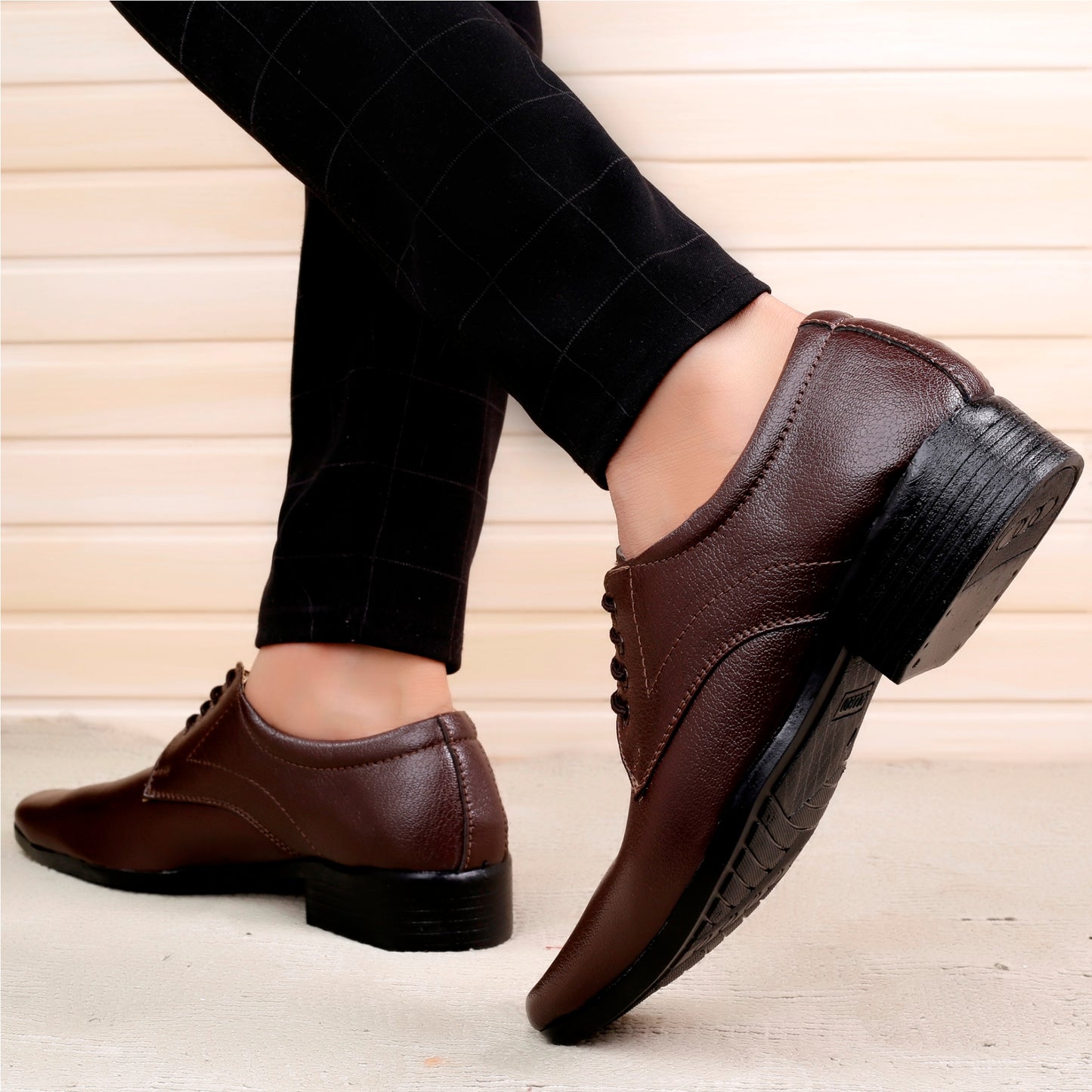 Men/s Formal Derby Faux Upper Office Wear Lace Up Black Shoes