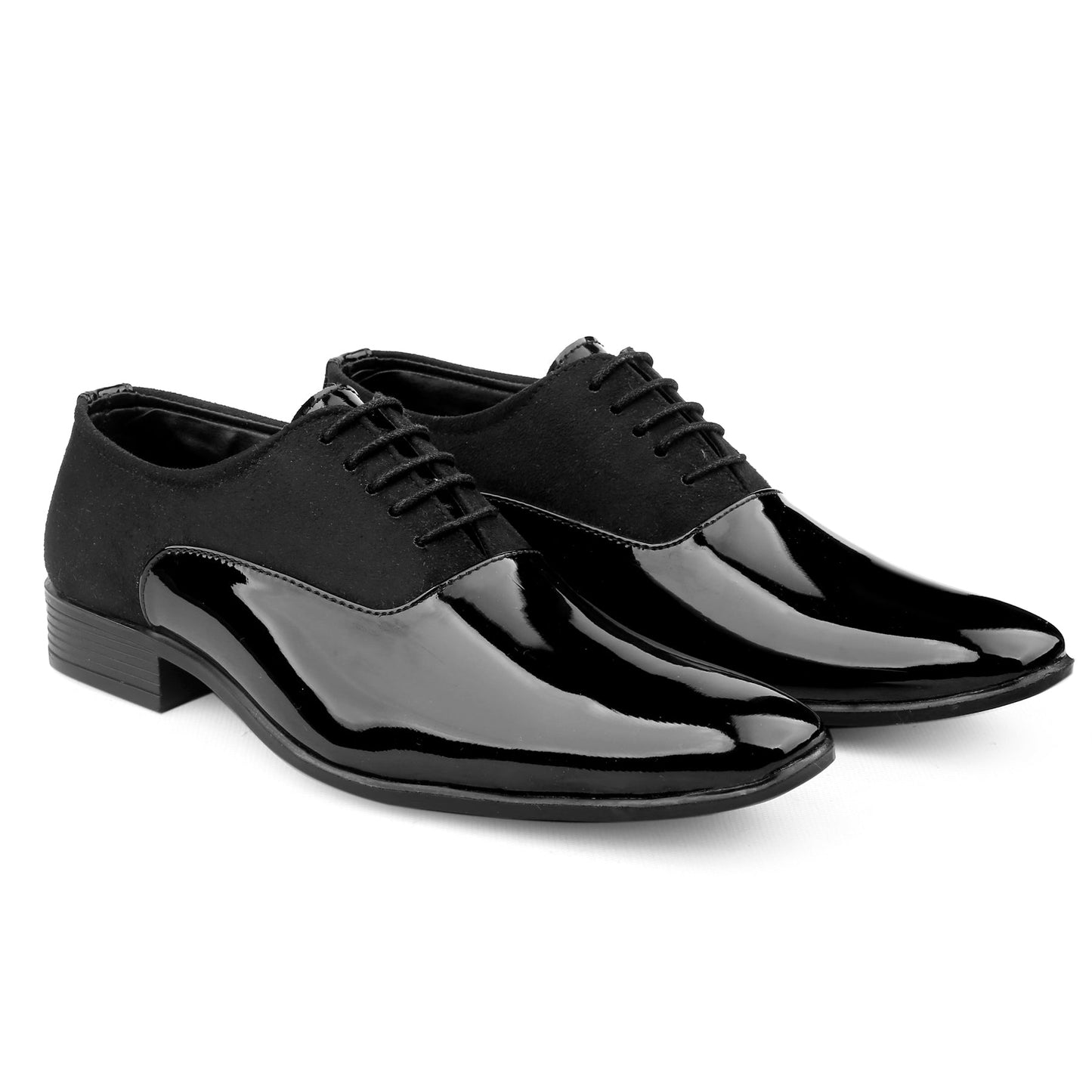 Bxxy's Faux Leather Semi Suede Classic Party Wear Lace-up Shoes for Men