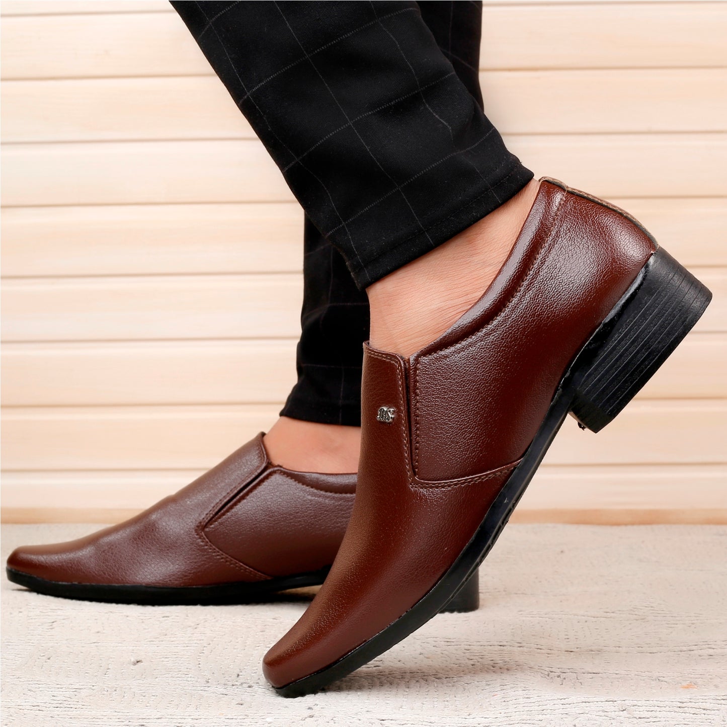 Men/s Office Wear Faux Upper Formal Slip-On Shoes