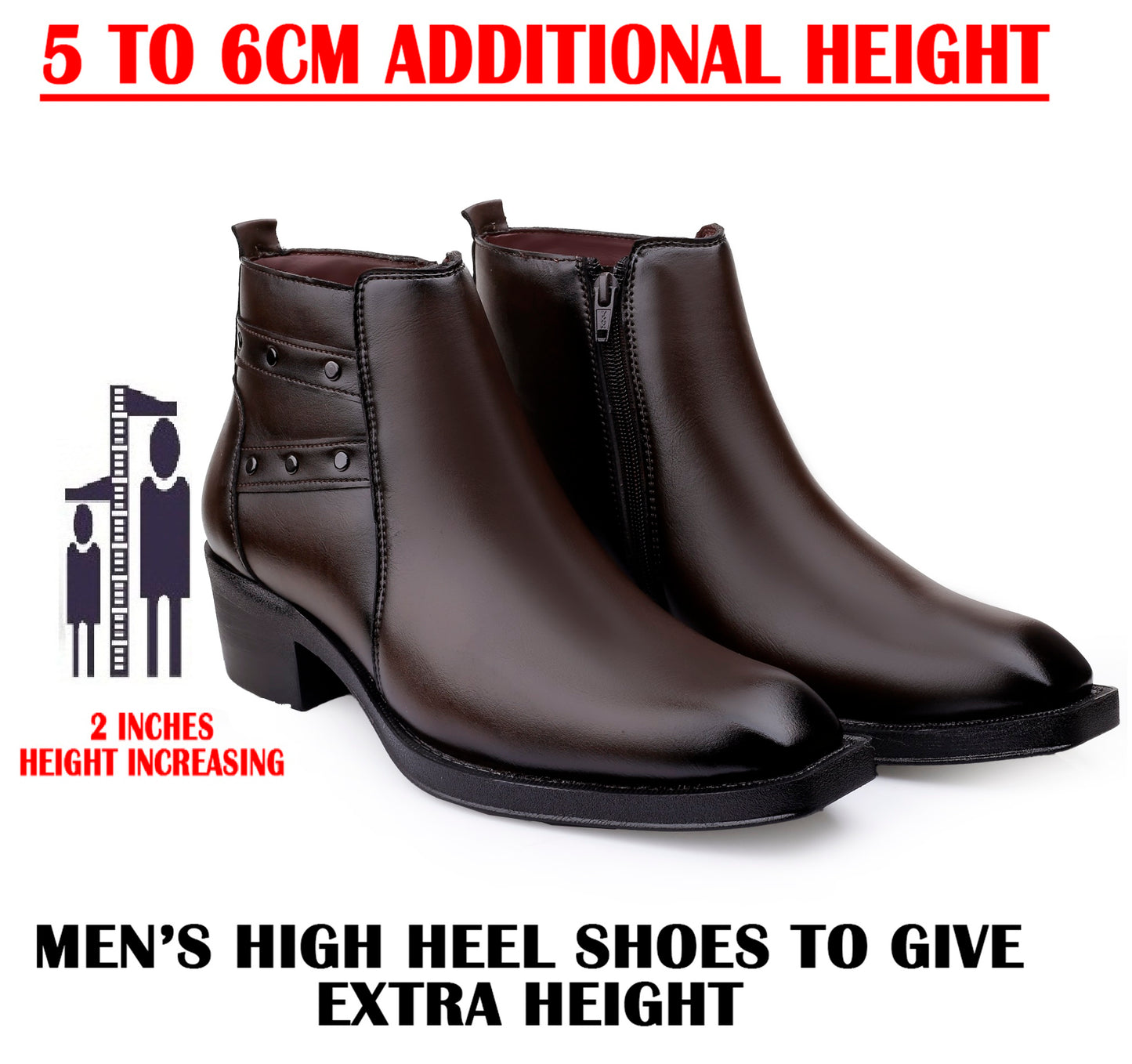 Men’s Boots with Hidden 2-Inch Heel Lift – Walk Taller Instantly