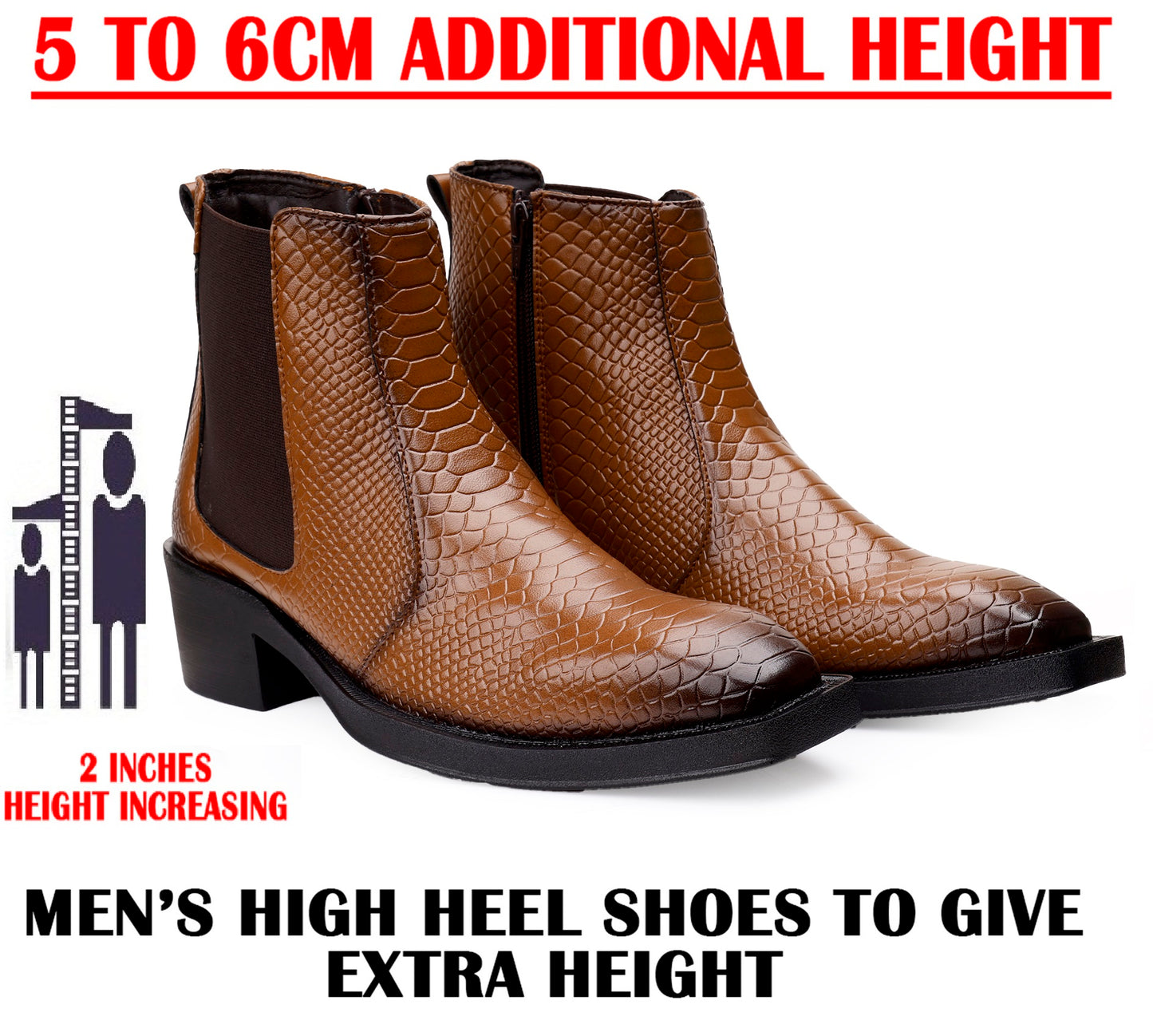 Men's Stylish 2-Inch Height Boosting Ankle Boots