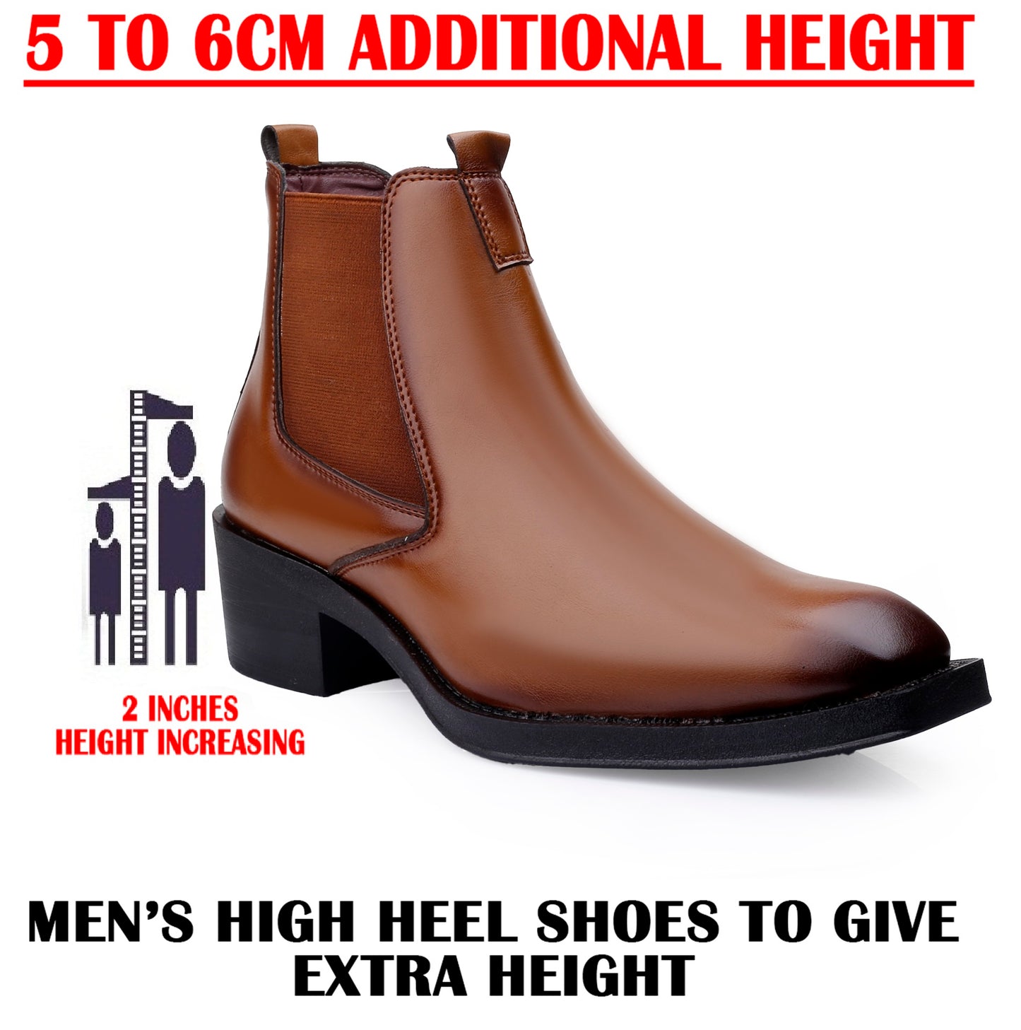 Men's 2 Inches Stylish Height Lifting Boots