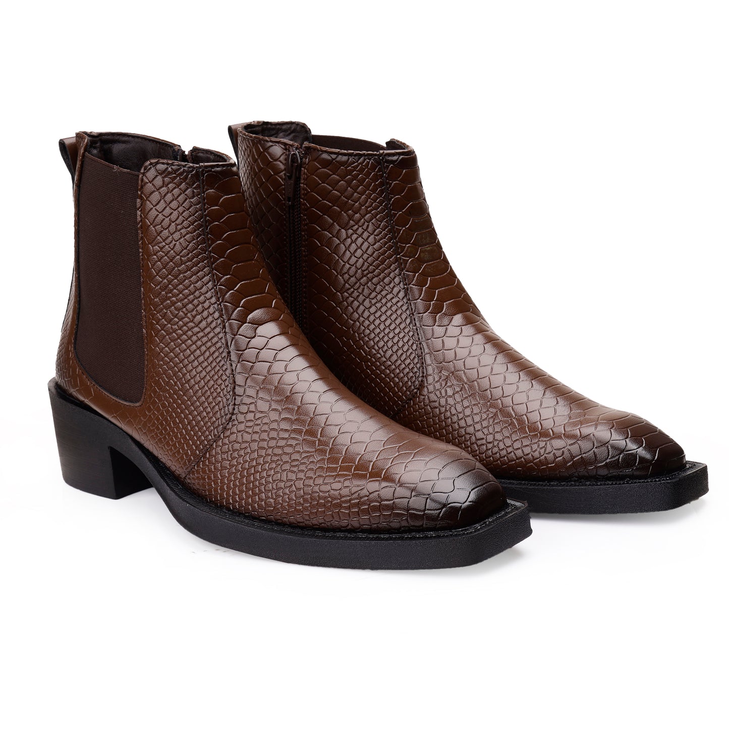 Men's Stylish 2-Inch Height Boosting Ankle Boots