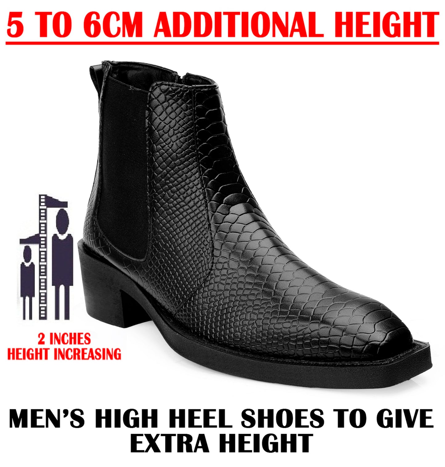 Men's Stylish 2-Inch Height Boosting Ankle Boots