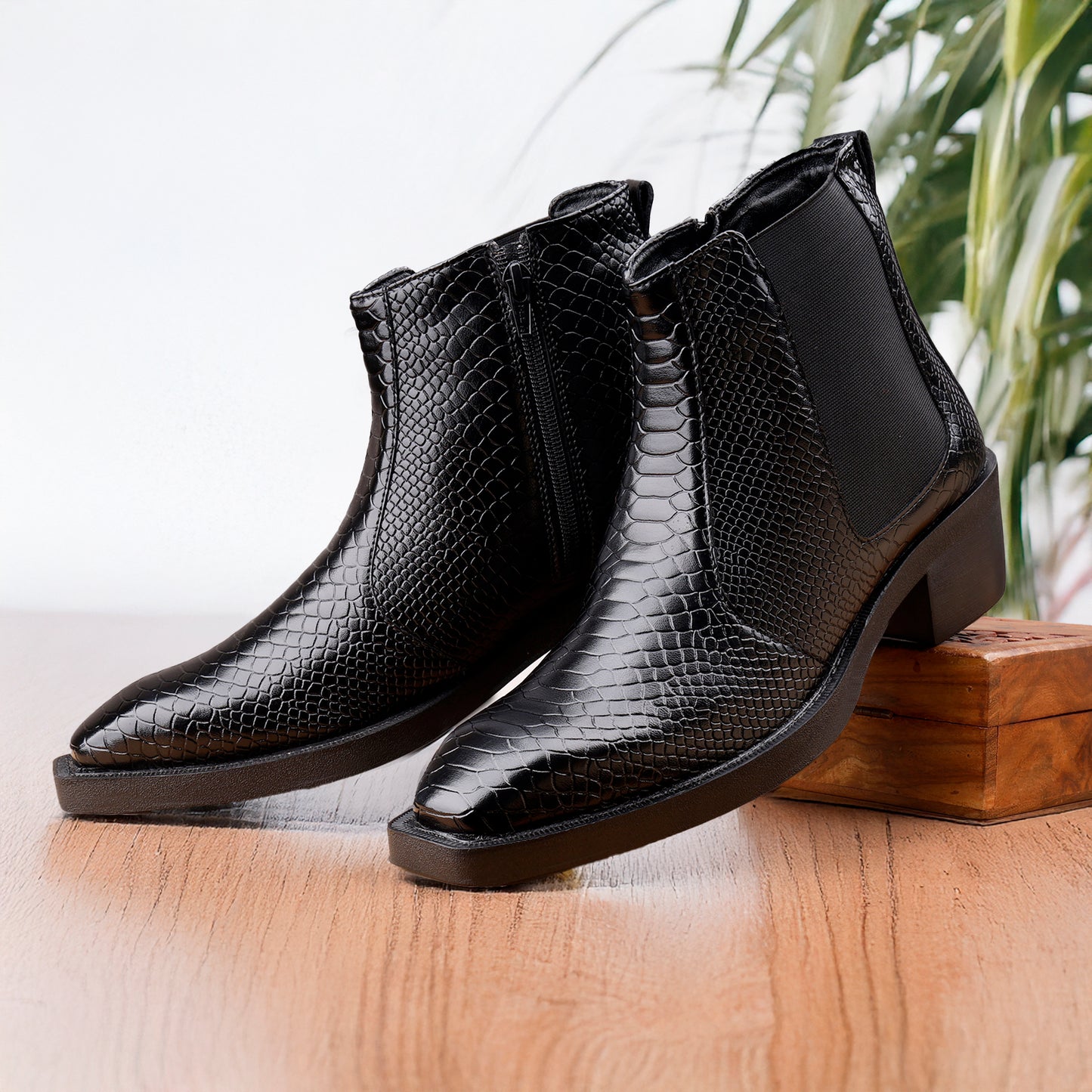 Men's Stylish 2-Inch Height Boosting Ankle Boots