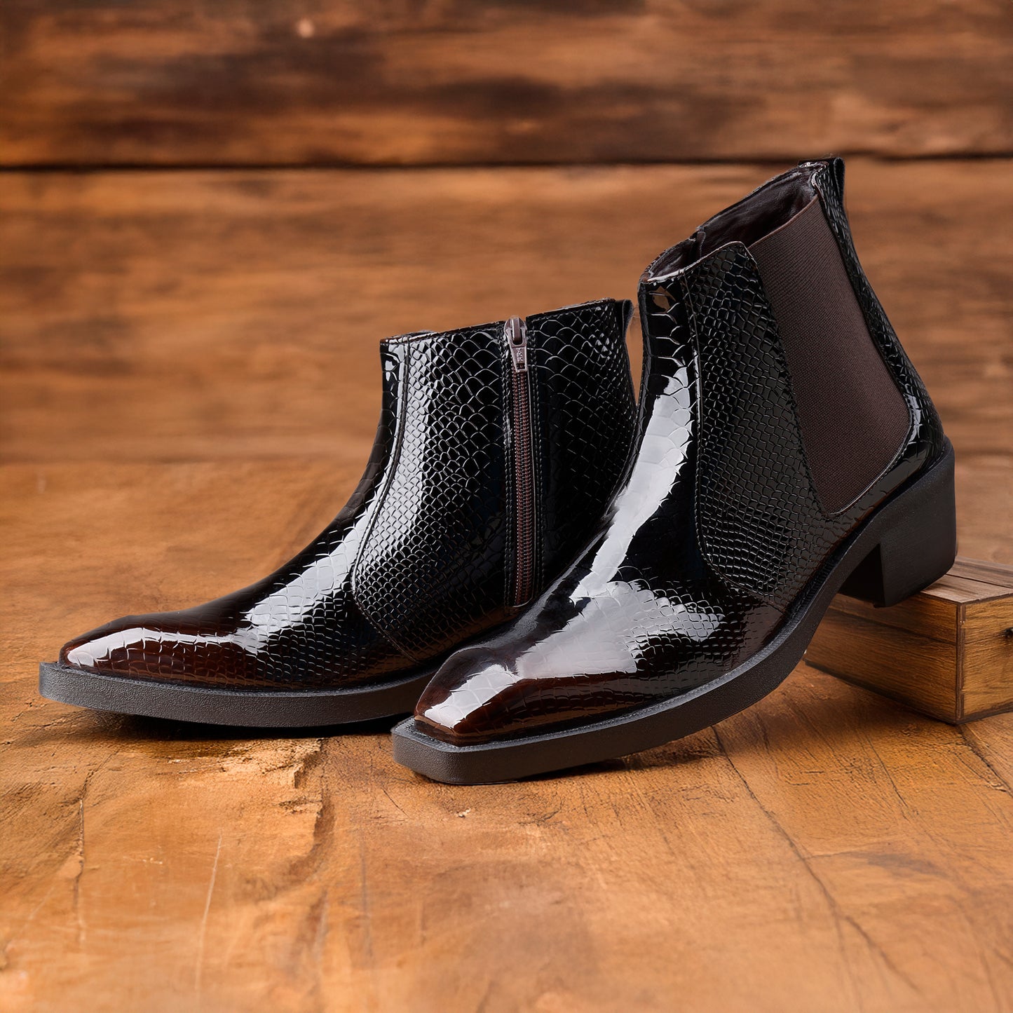 Men's Elevator Boots with 2 Inches Heel Height Boost